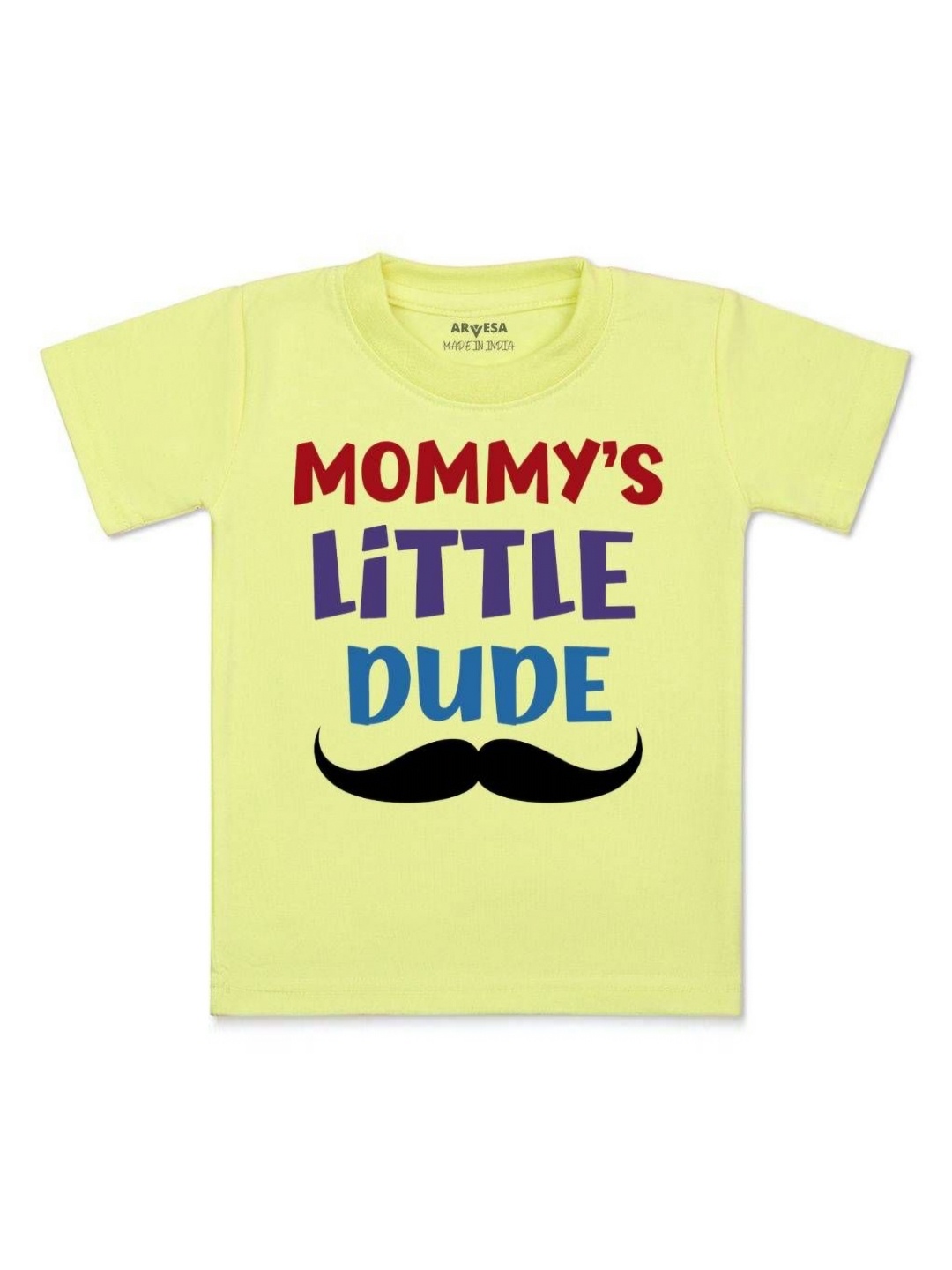 

Arvesa Kids Mommy Little Dude Printed Tshirt, Yellow