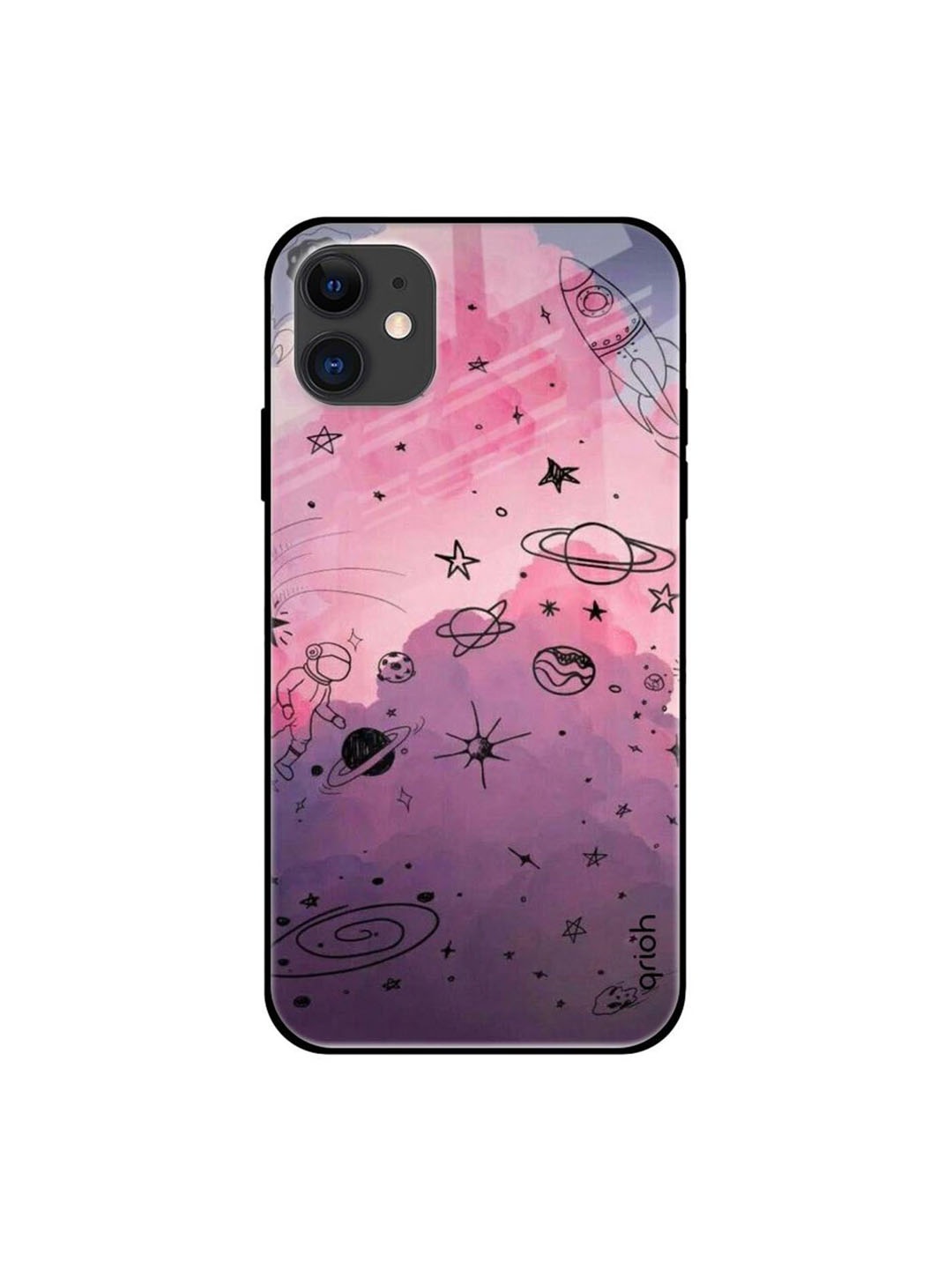 

QRIOH Space Doodles Printed iPhone 12 Mini Back Case, Purple