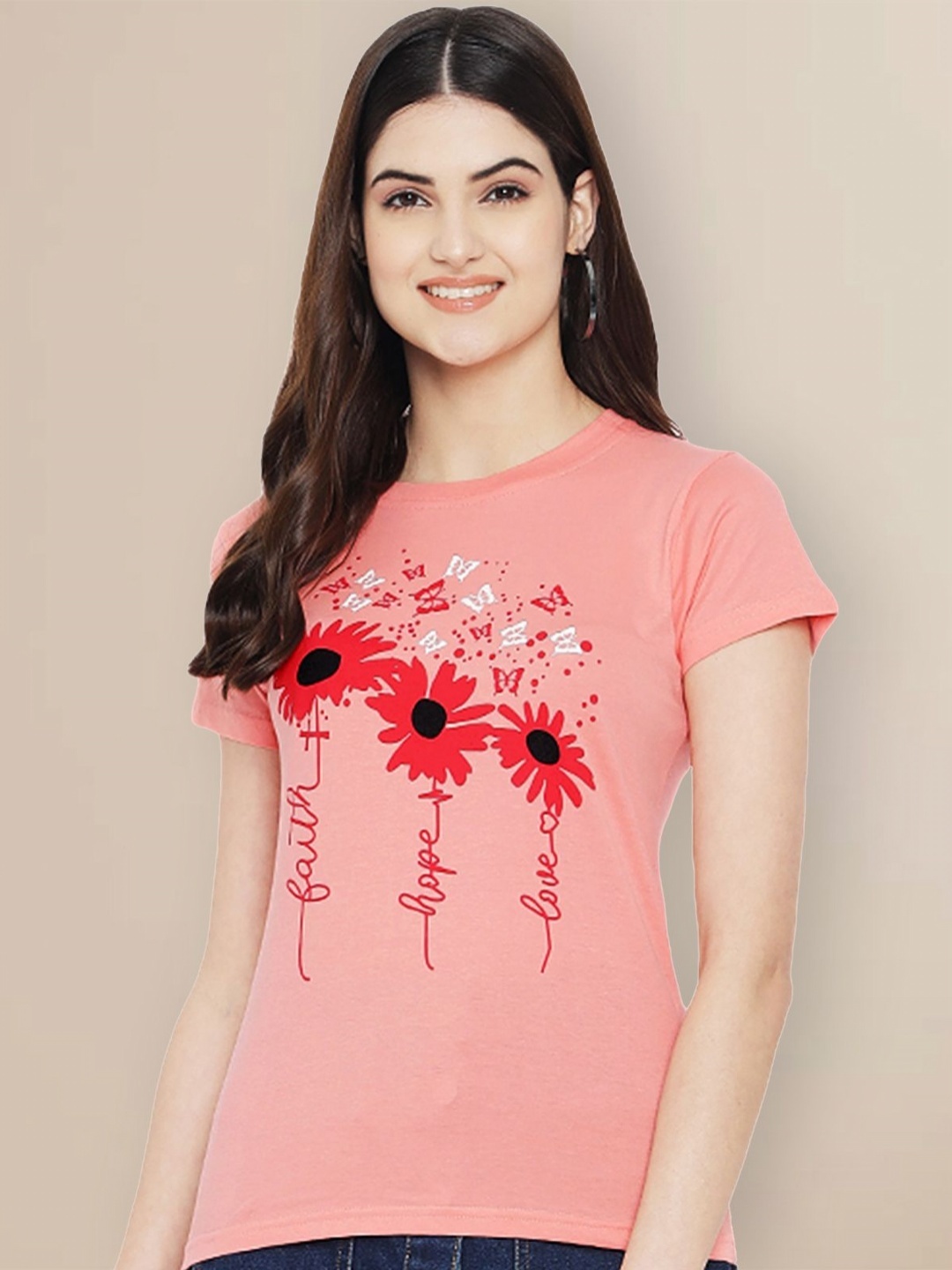 

Metronaut Women Typography Printed T-shirt, Pink