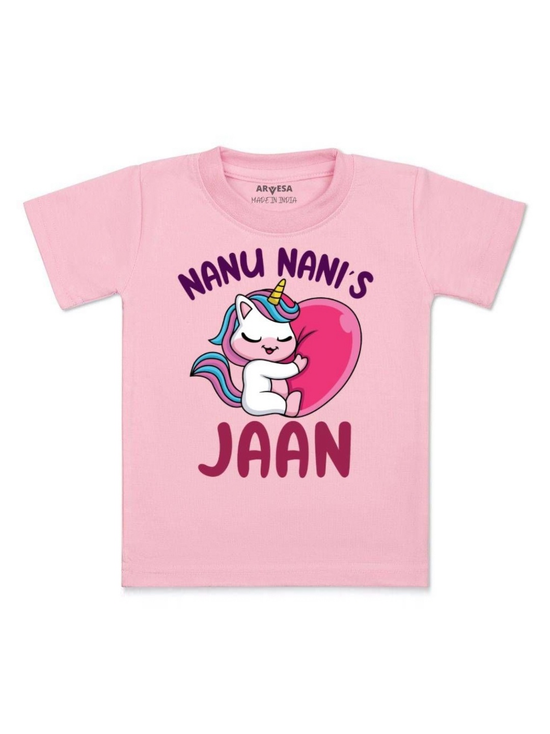 

Arvesa Kids Nana Nani Jaan Printed Tshirt, Pink