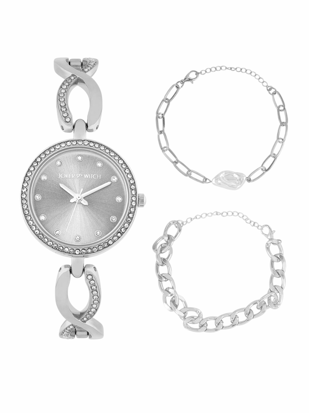 

JOKER & WITCH Women Chic Elegance Watch Bracelet Stack Gift Set JWBS1066, Silver