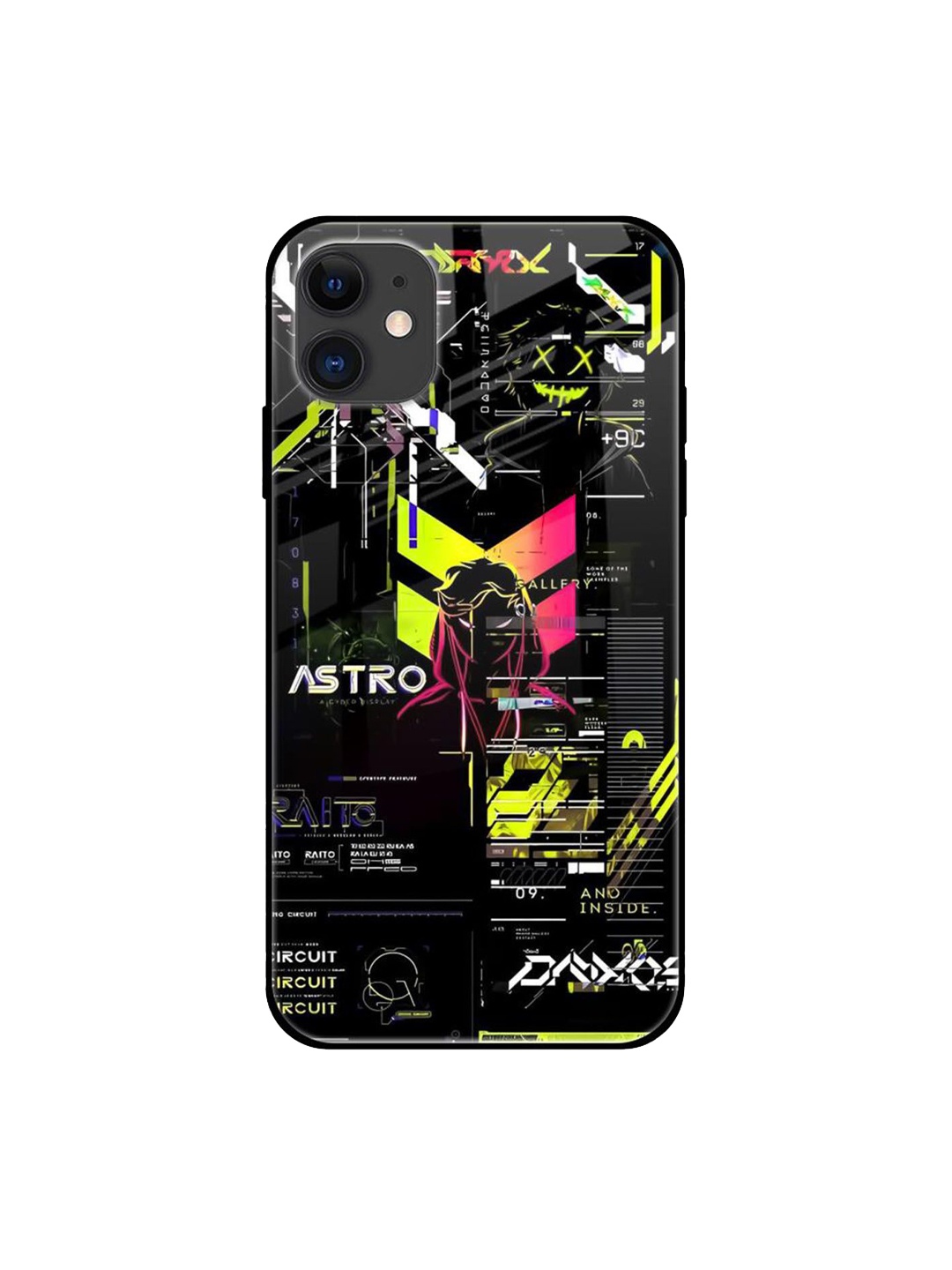 

QRIOH Astro Glitch Printed iPhone 12 Mini Back Case, Black