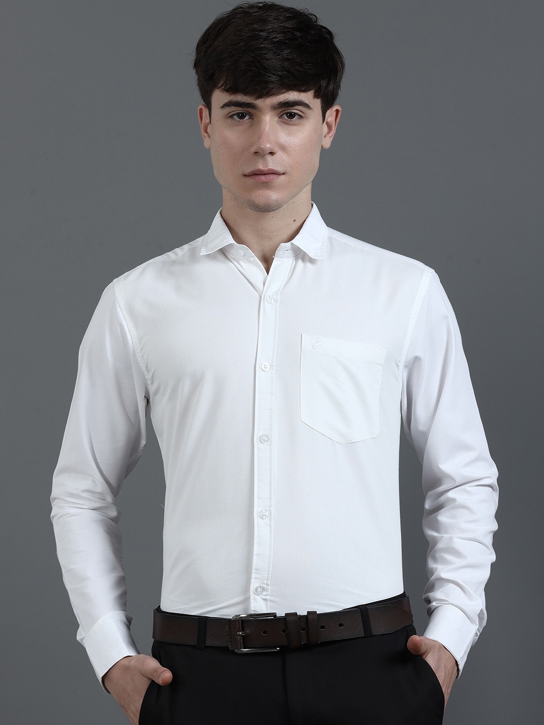 

JAGURO Men Opaque Formal Shirt, White