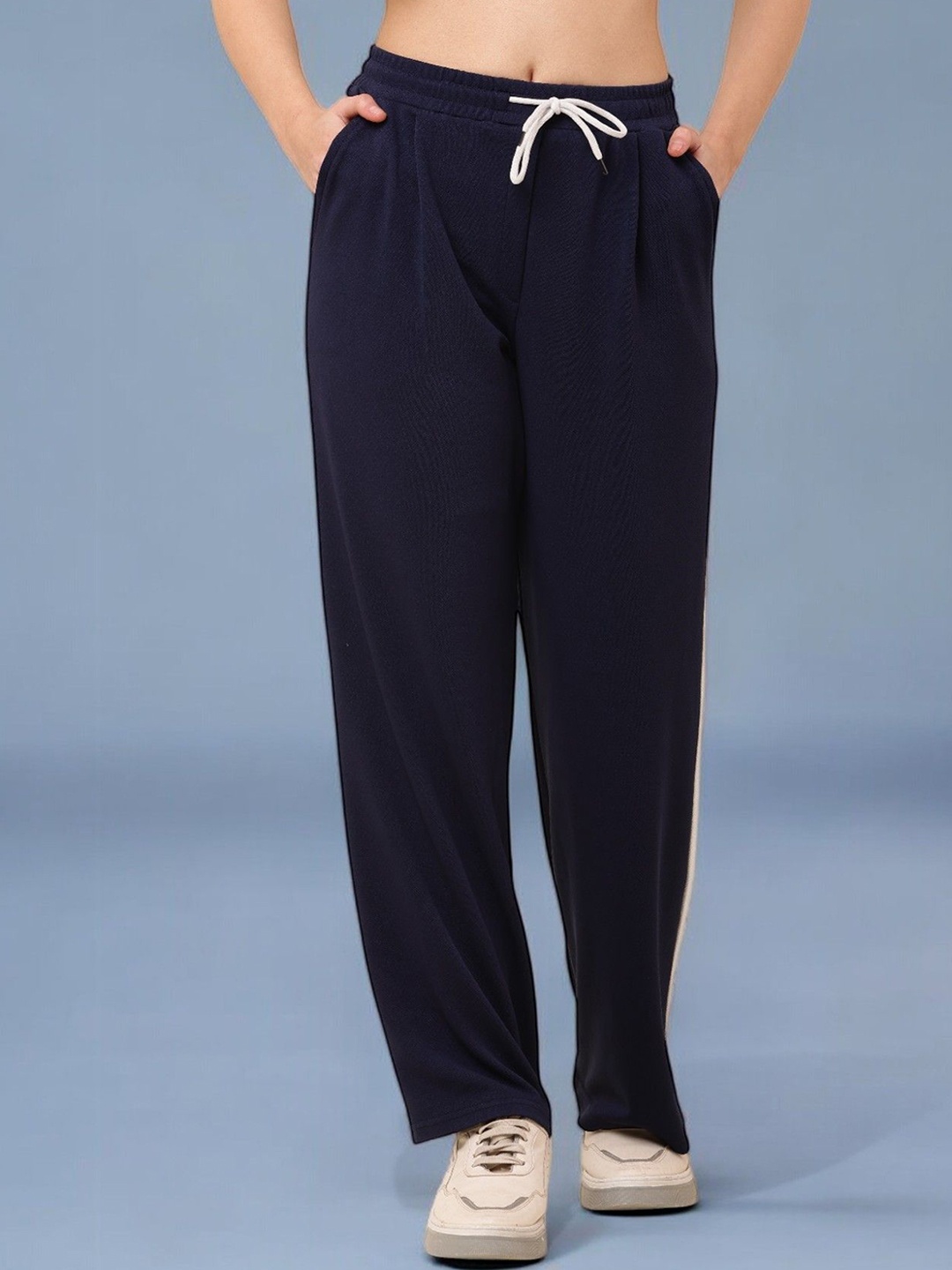 

SQew Women Straight Fit Track Pants, Navy blue