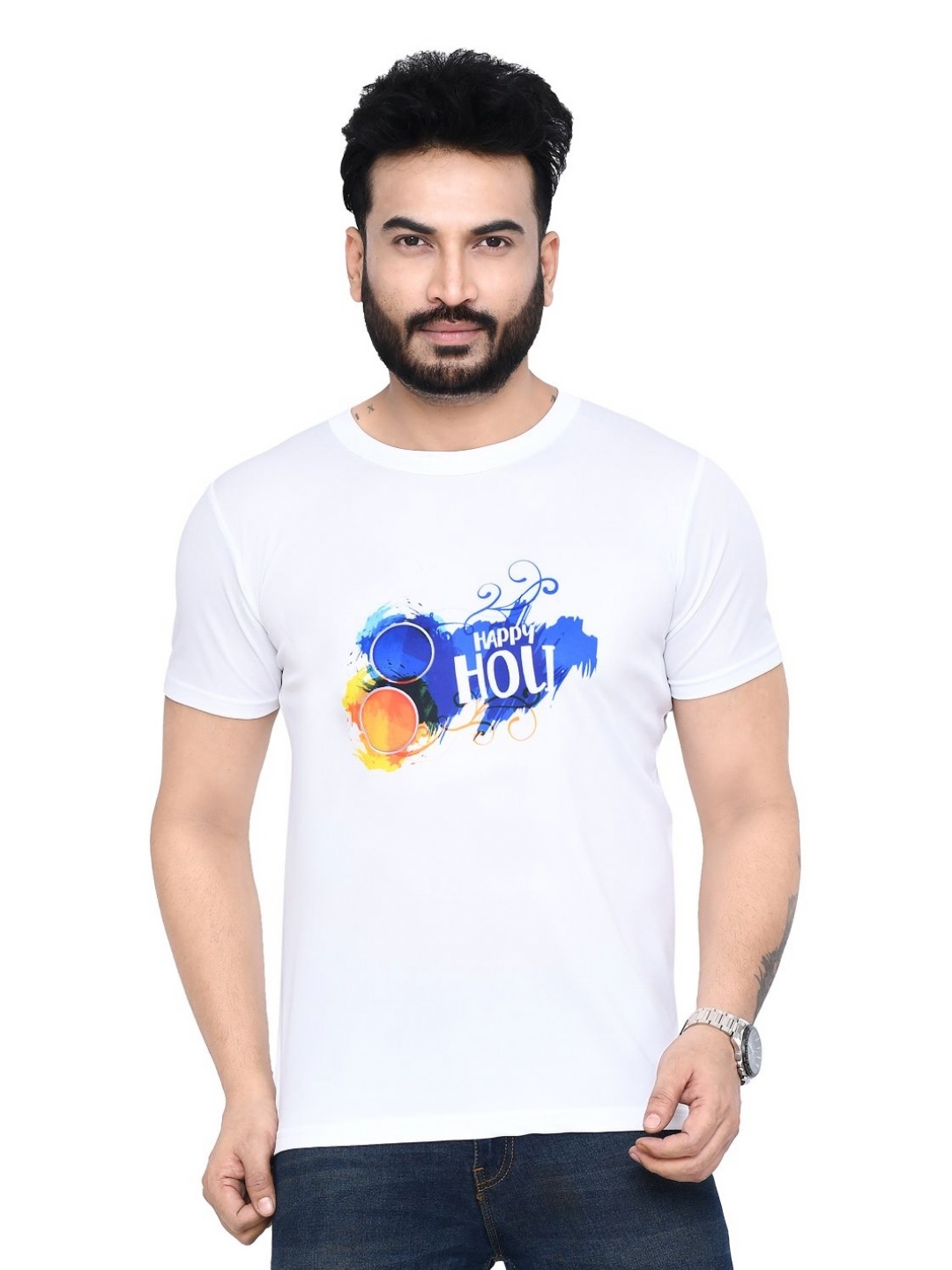 

RAPL Men 3 Printed Applique T-shirt, White