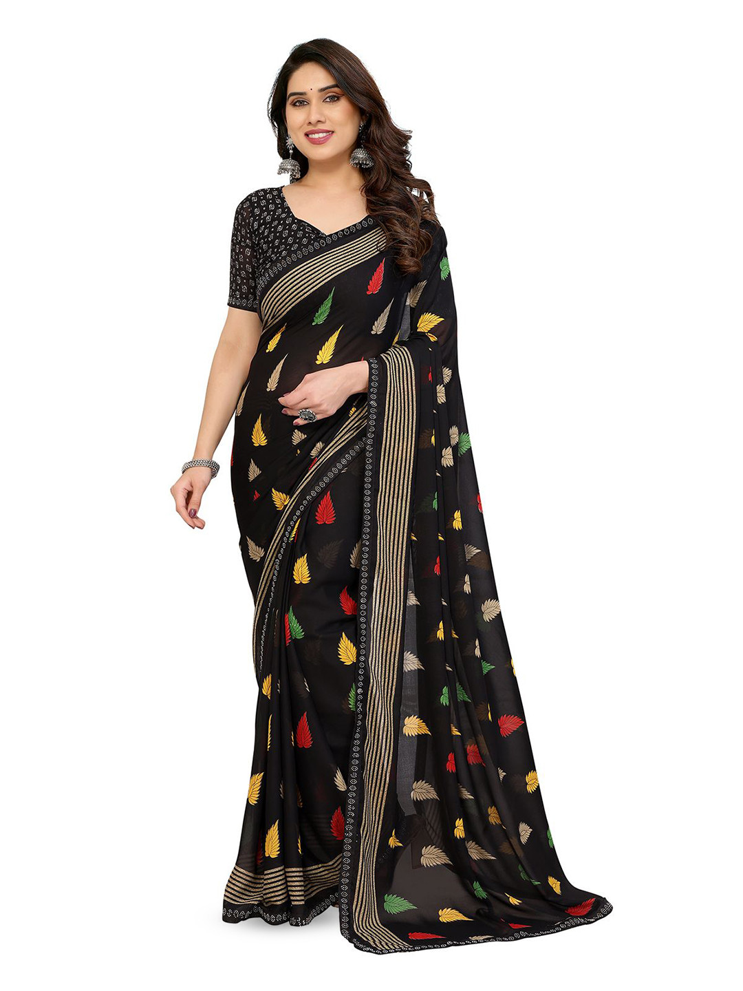 

Moda Rapido Printed Saree, Black