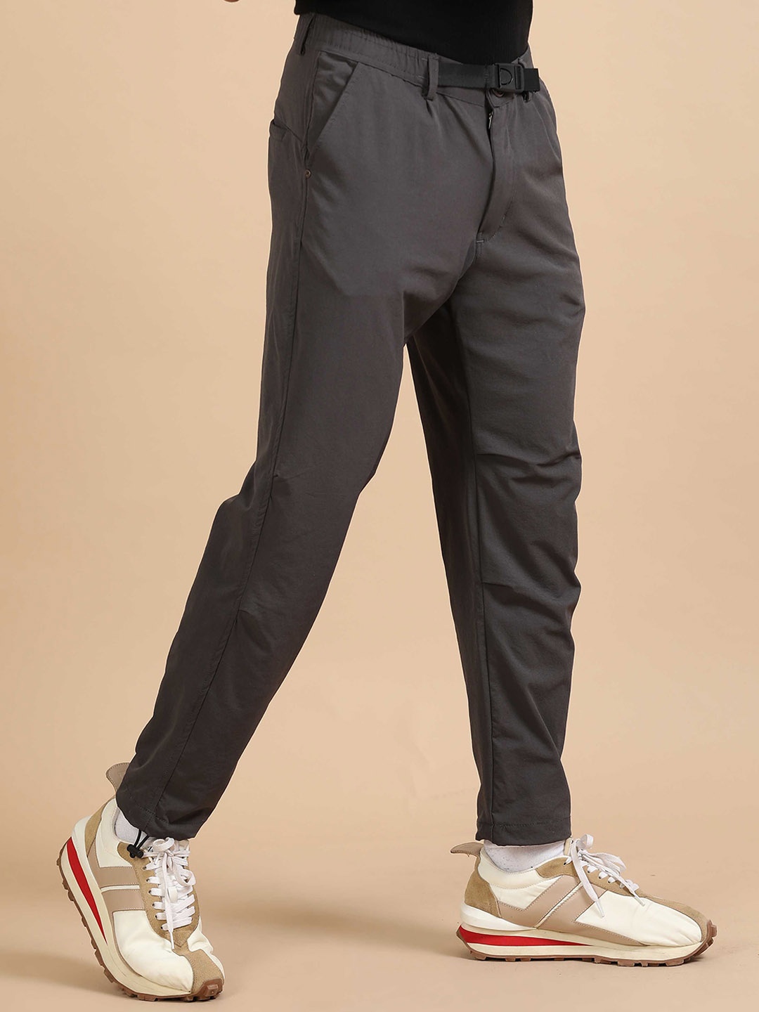 

Italian Colony Men Tailored Tapered Fit Trousers, Grey