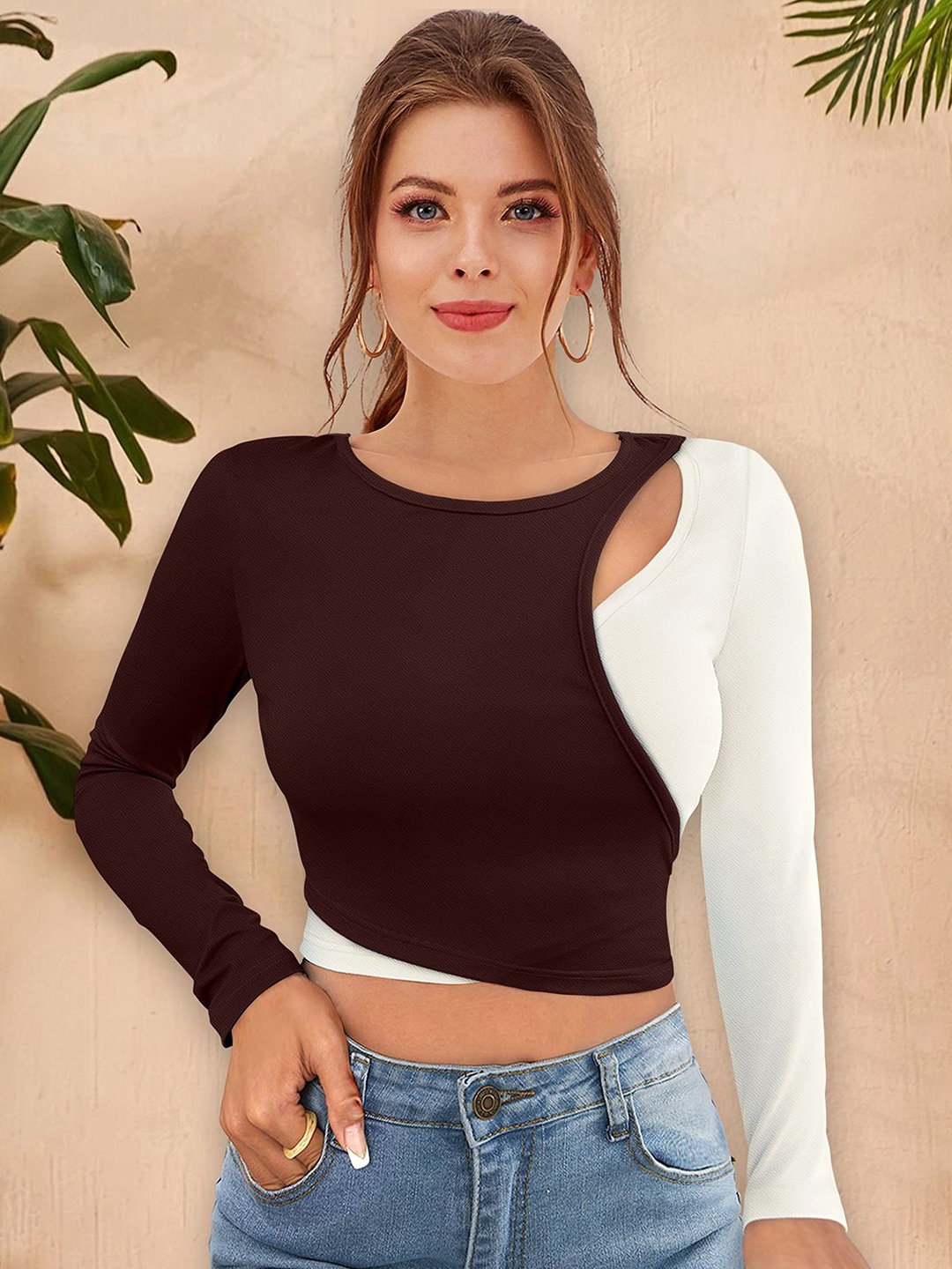 

CORSICA Crop Top, Coffee brown