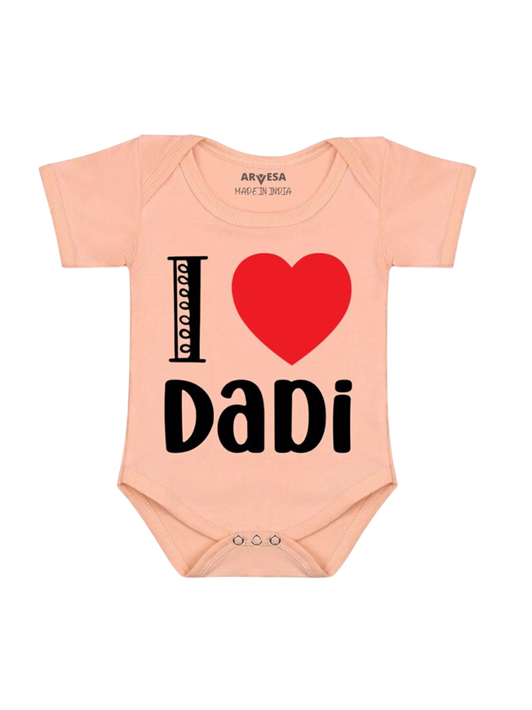 

Arvesa I Love Dadi Printed Romper, Peach