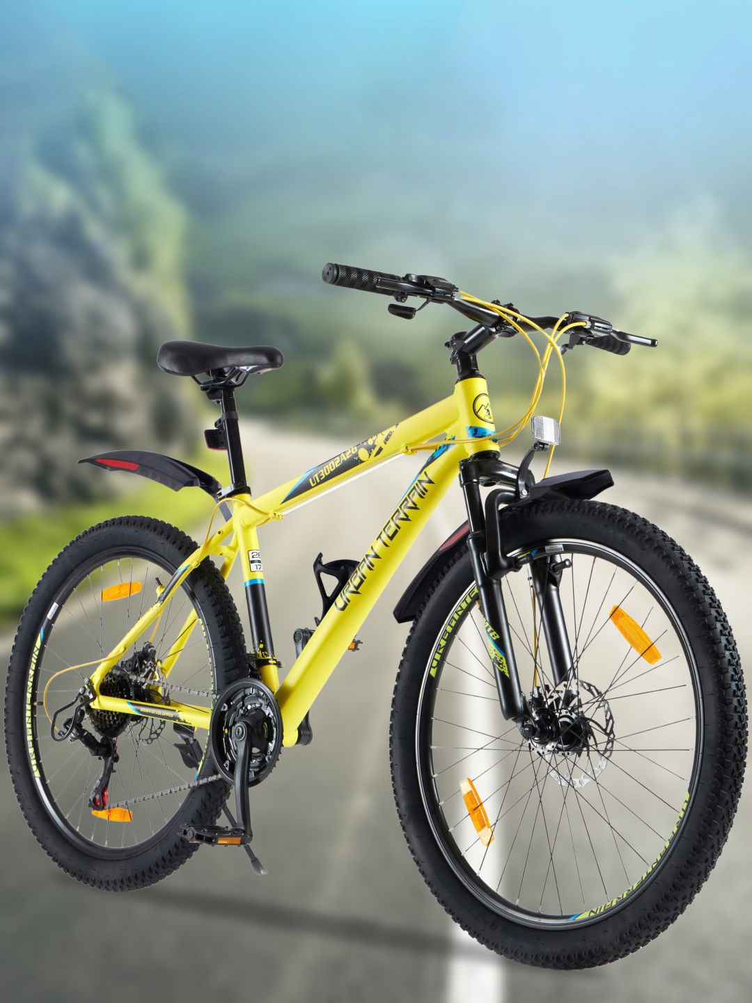 

URBAN TERRAIN UT3002A26 Mountain Bike 26T 21-Speed and Dual Disc Brakes (Yellow)
