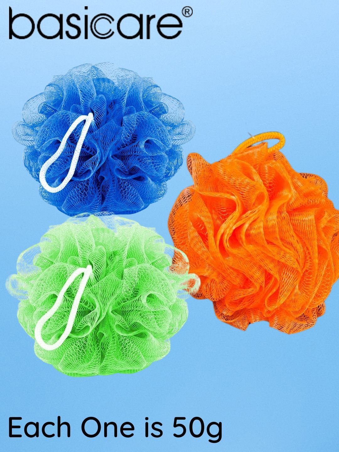 

Basicare Set Of 3 Bath Loofah Sponge- 50 g Each, Multi