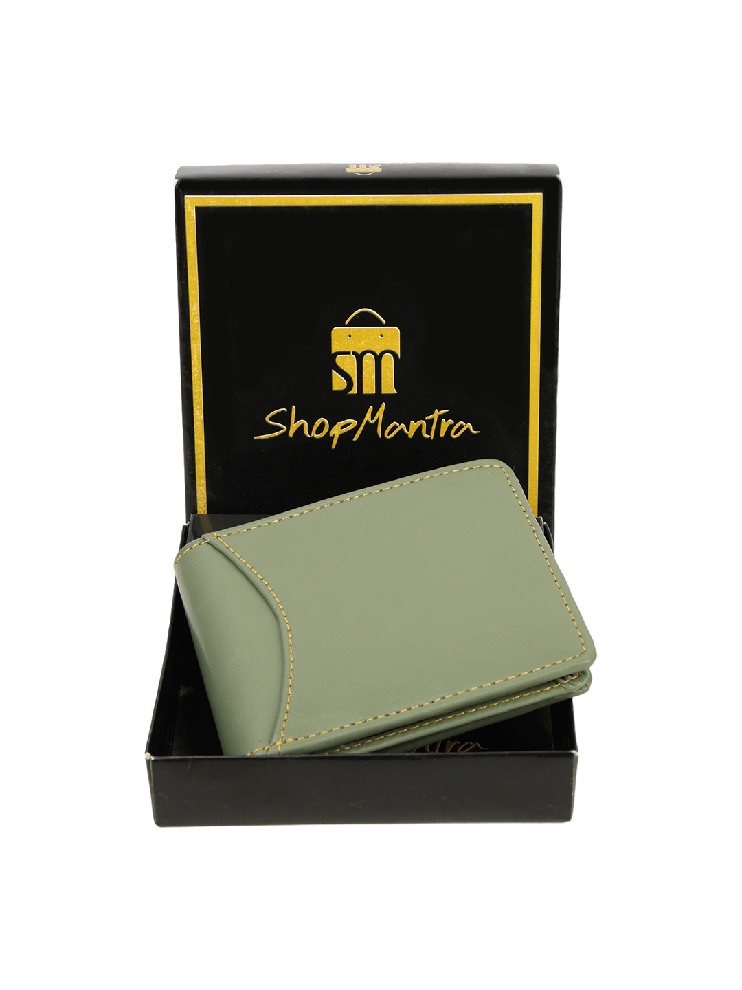 

ShopMantra Men PU Two Fold Wallet with SIM Card Holder, Green