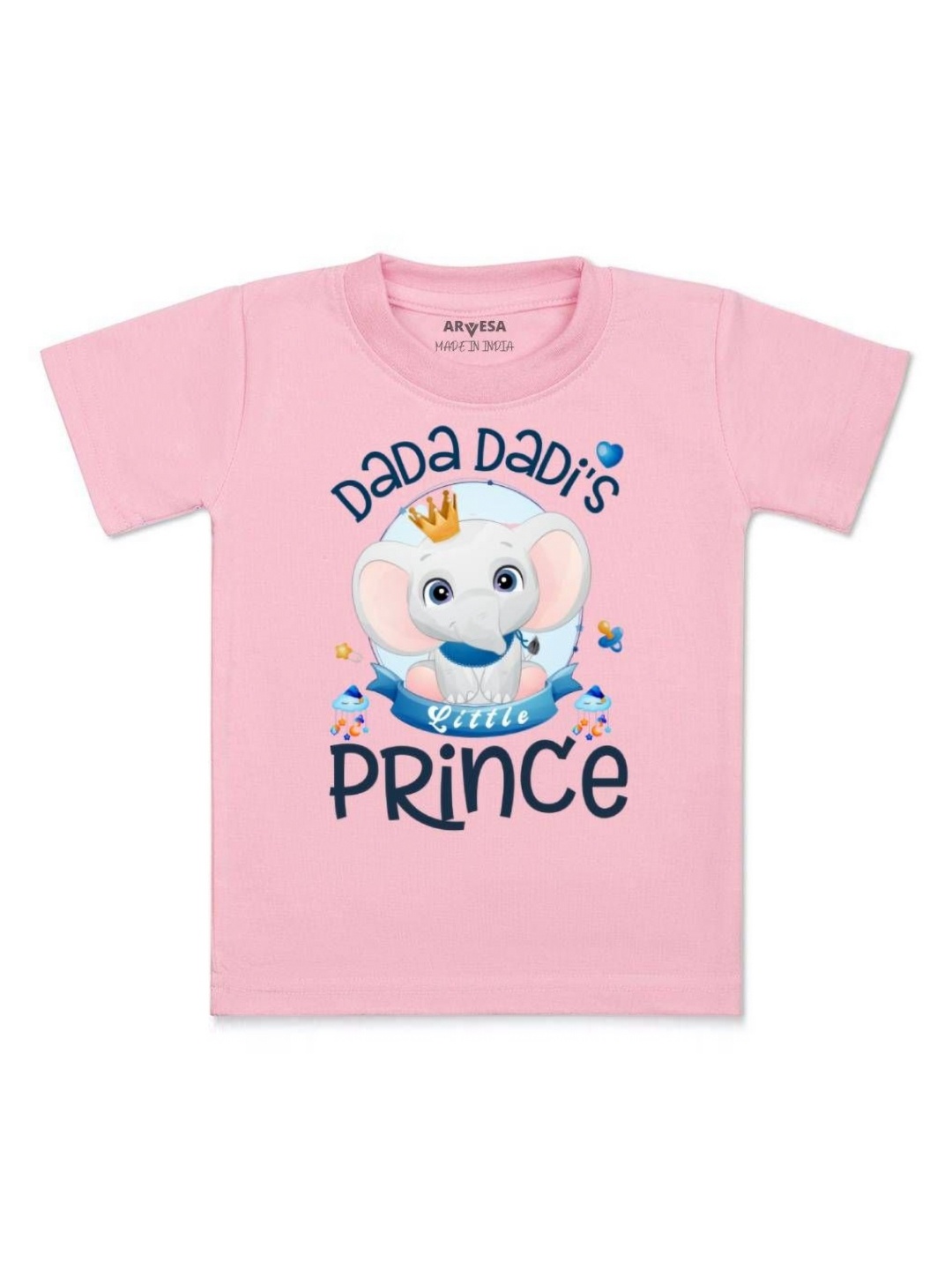 

Arvesa Kids Dada Dadi Little Prince Printed Tshirt, Pink