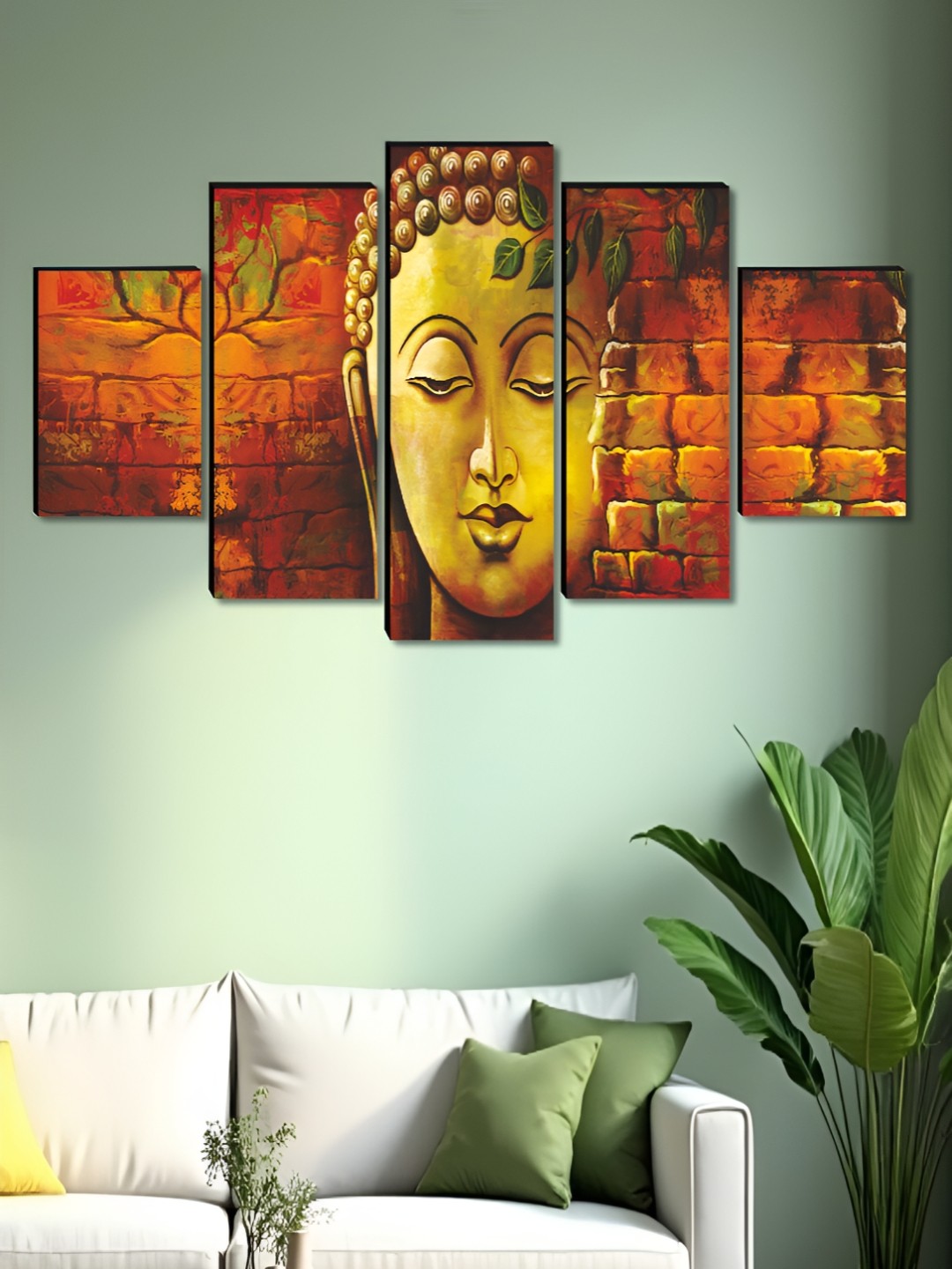 

Aura Red & Green 5 Piece Wood Religious Wall Paintings