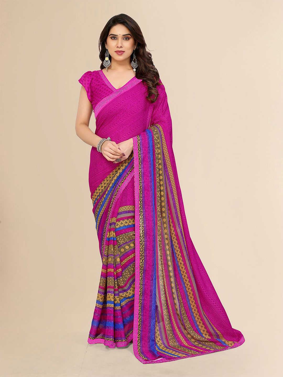 

Moda Rapido Ethnic Motifs Printed Saree, Pink
