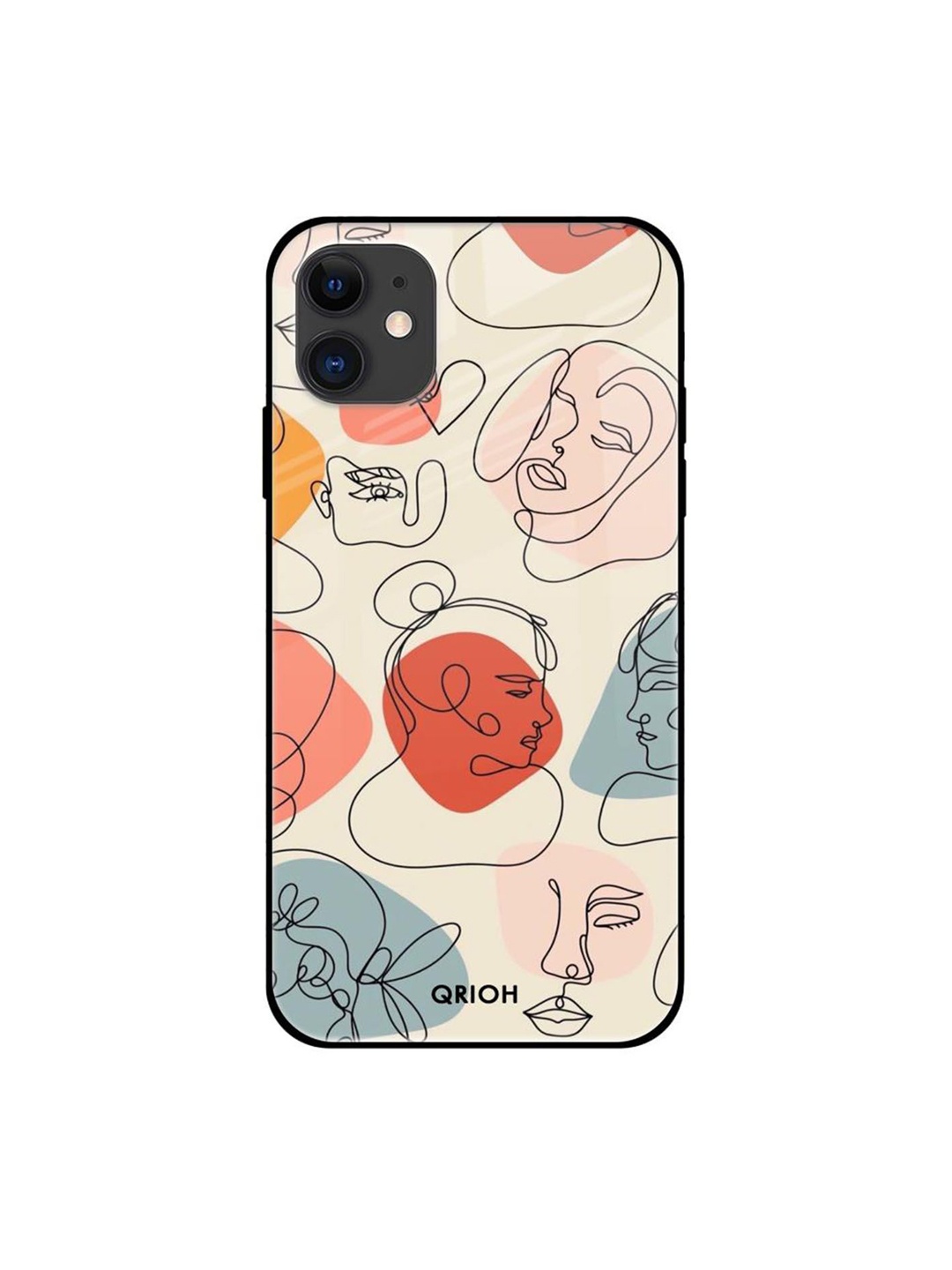 

QRIOH Abstract Faces Printed iPhone 12 Mini Back Case, Pink