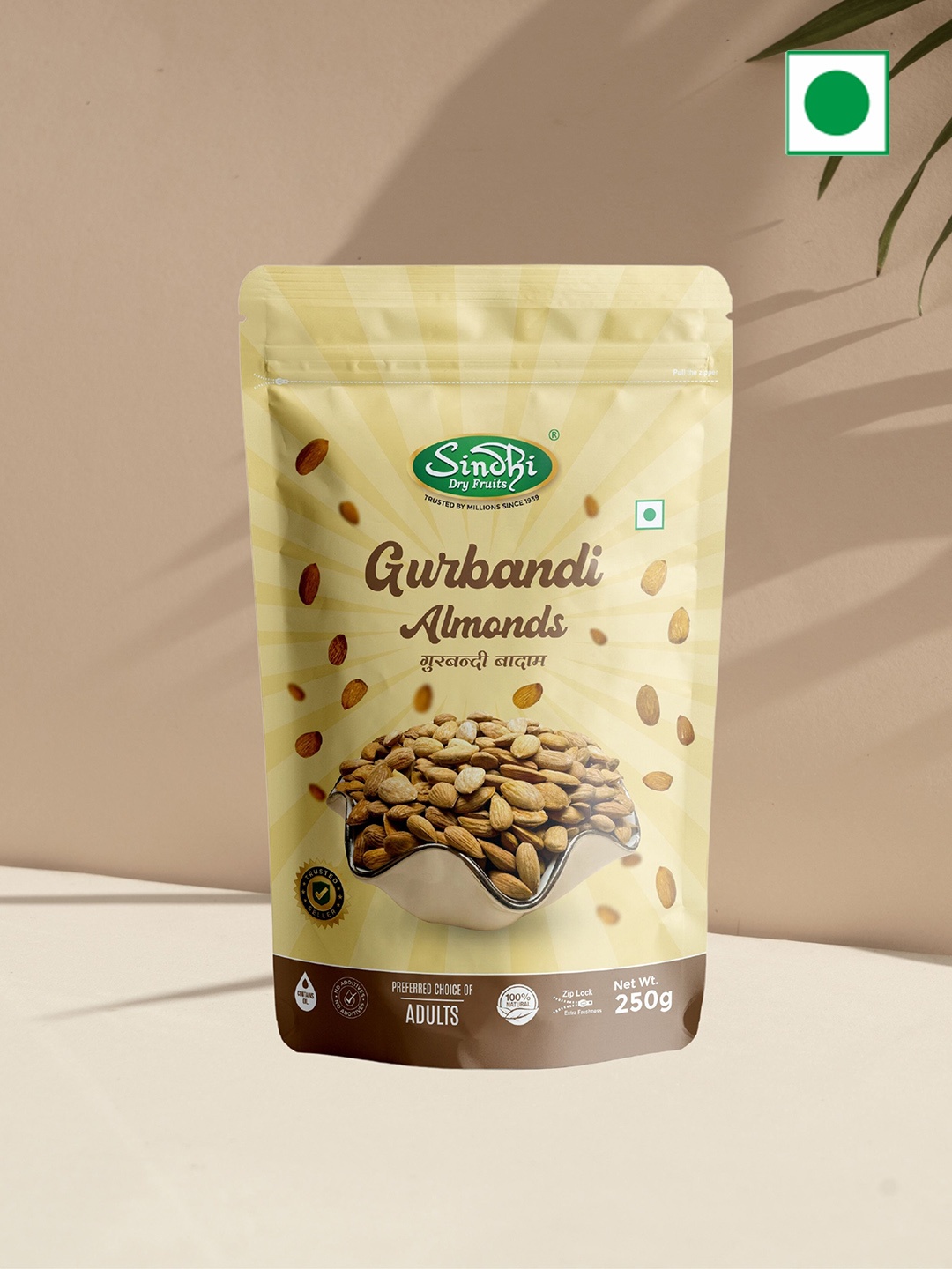 

SINDHI Dry Fruit Gurbandi Badam, Desi Badam, 250g, Brown