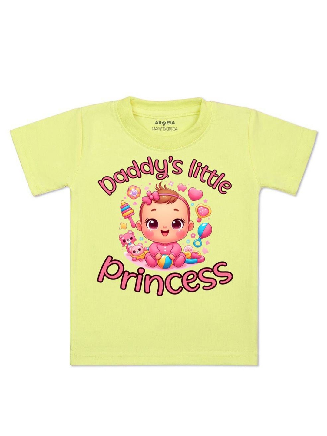 

Arvesa Kids Daddy Little Princess Printed Tshirt, Yellow