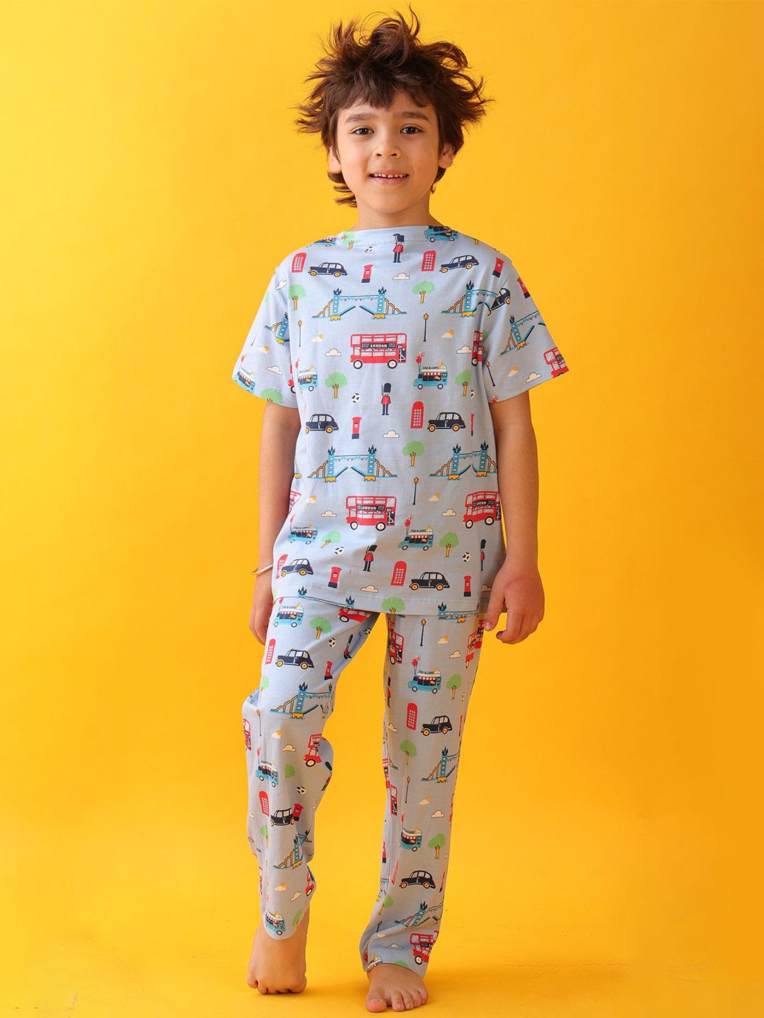 

Anthrilo Boys Printed Night suit, Blue
