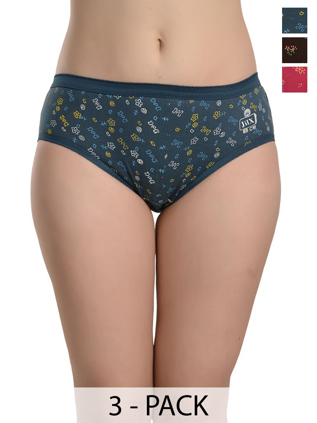 

JIL X Pack Of 3 Printed Cotton Basic Briefs MY-JILX-PRINT-OE-3PC, Blue