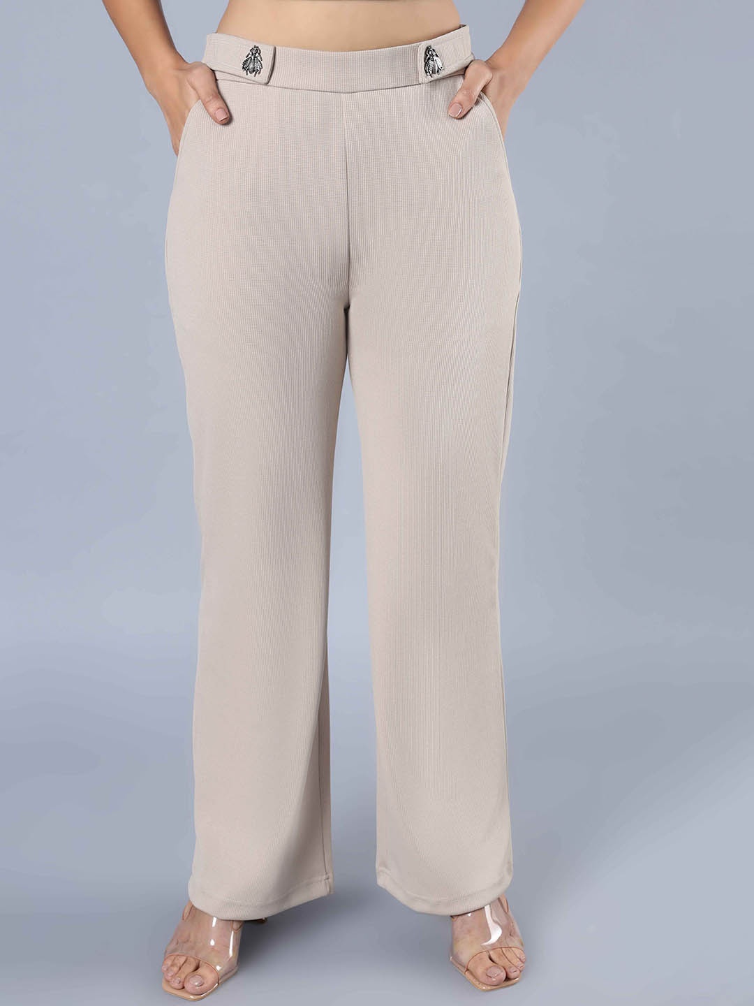 

NOT SO PINK Women Relaxed Trousers, Cream