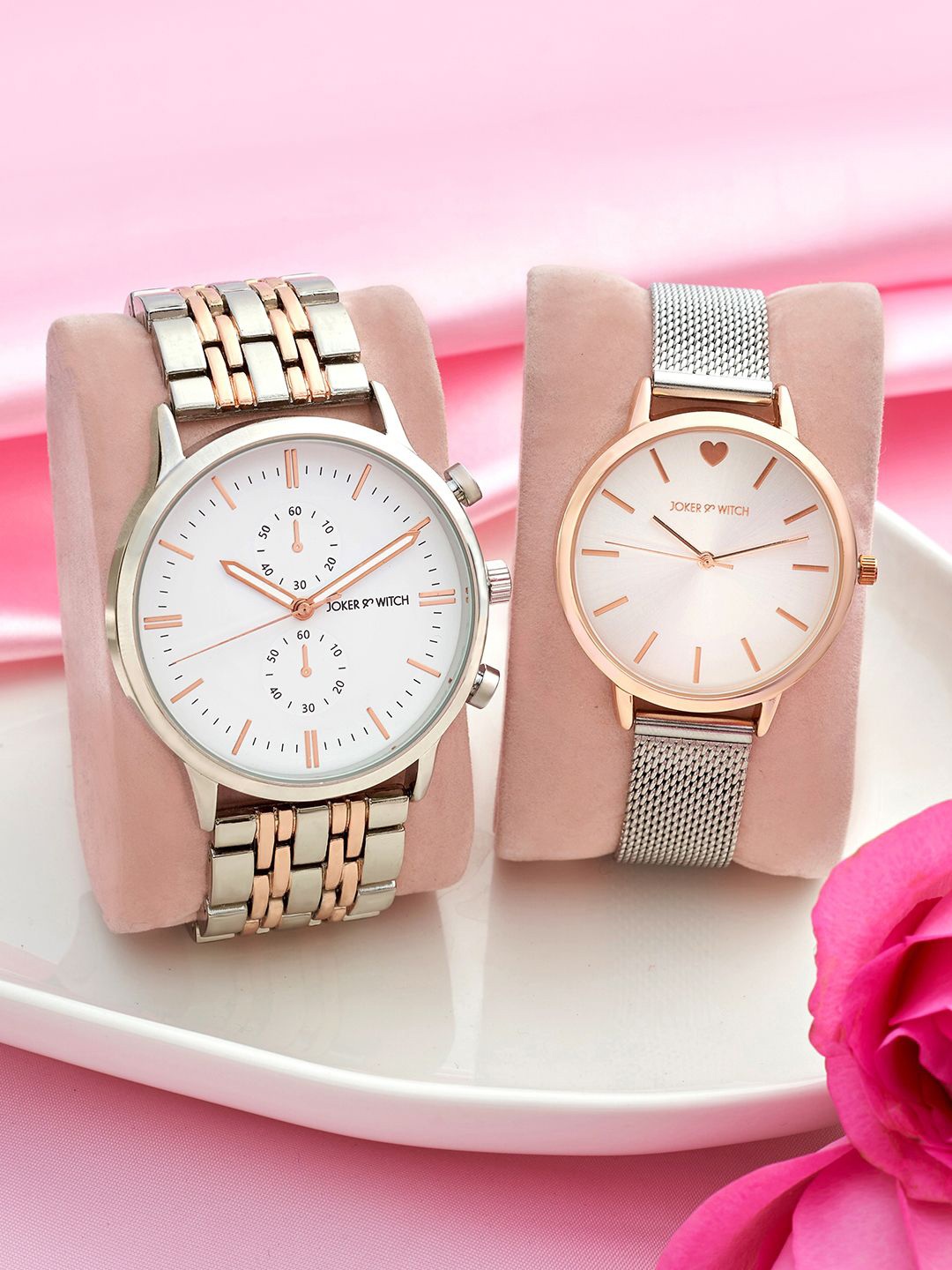

JOKER & WITCH Michael & Lori Analogue Couple Watches Giftset, Silver