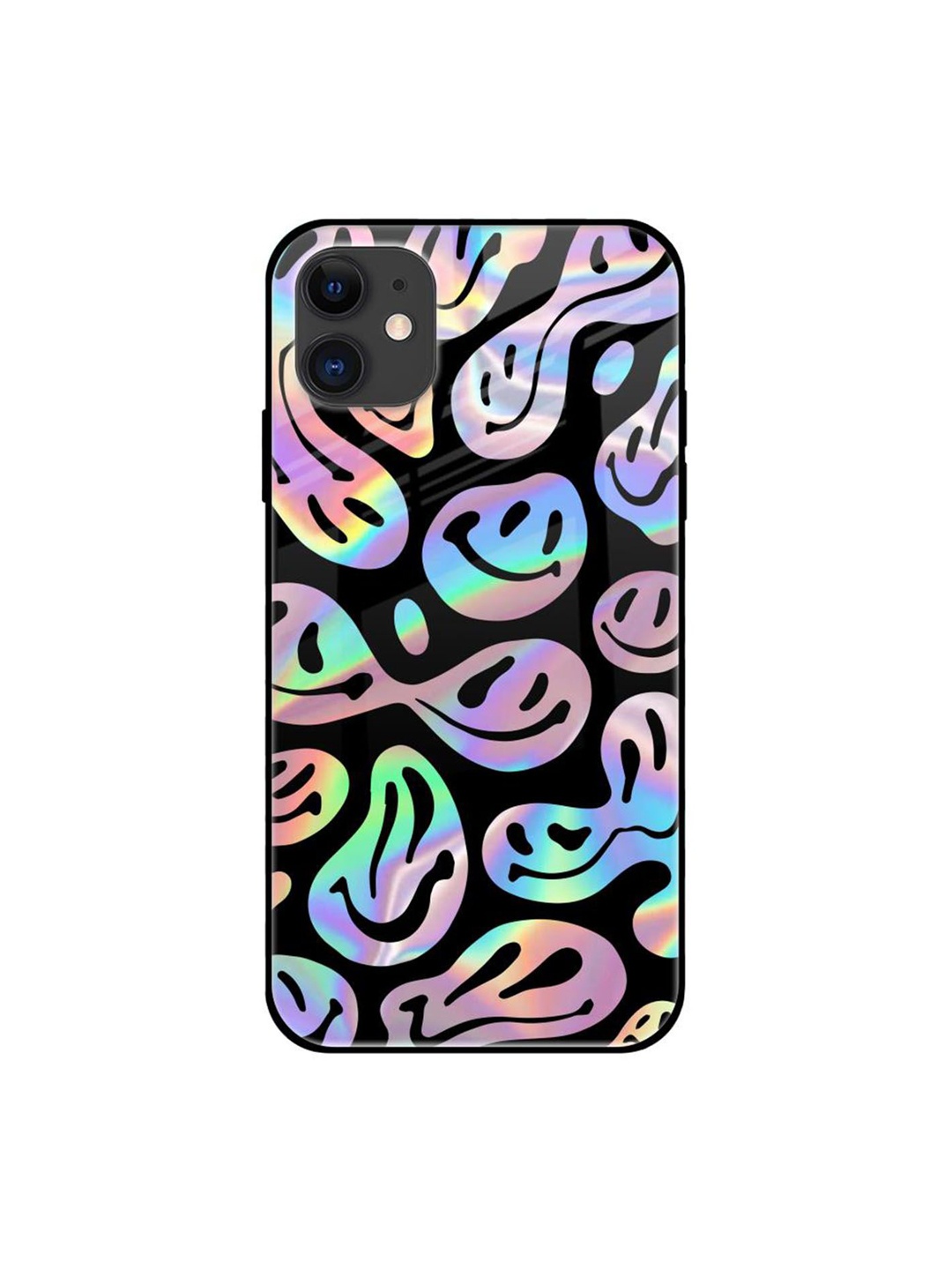 

QRIOH Acid Smile Printed iPhone 12 Mini Back Case, Black