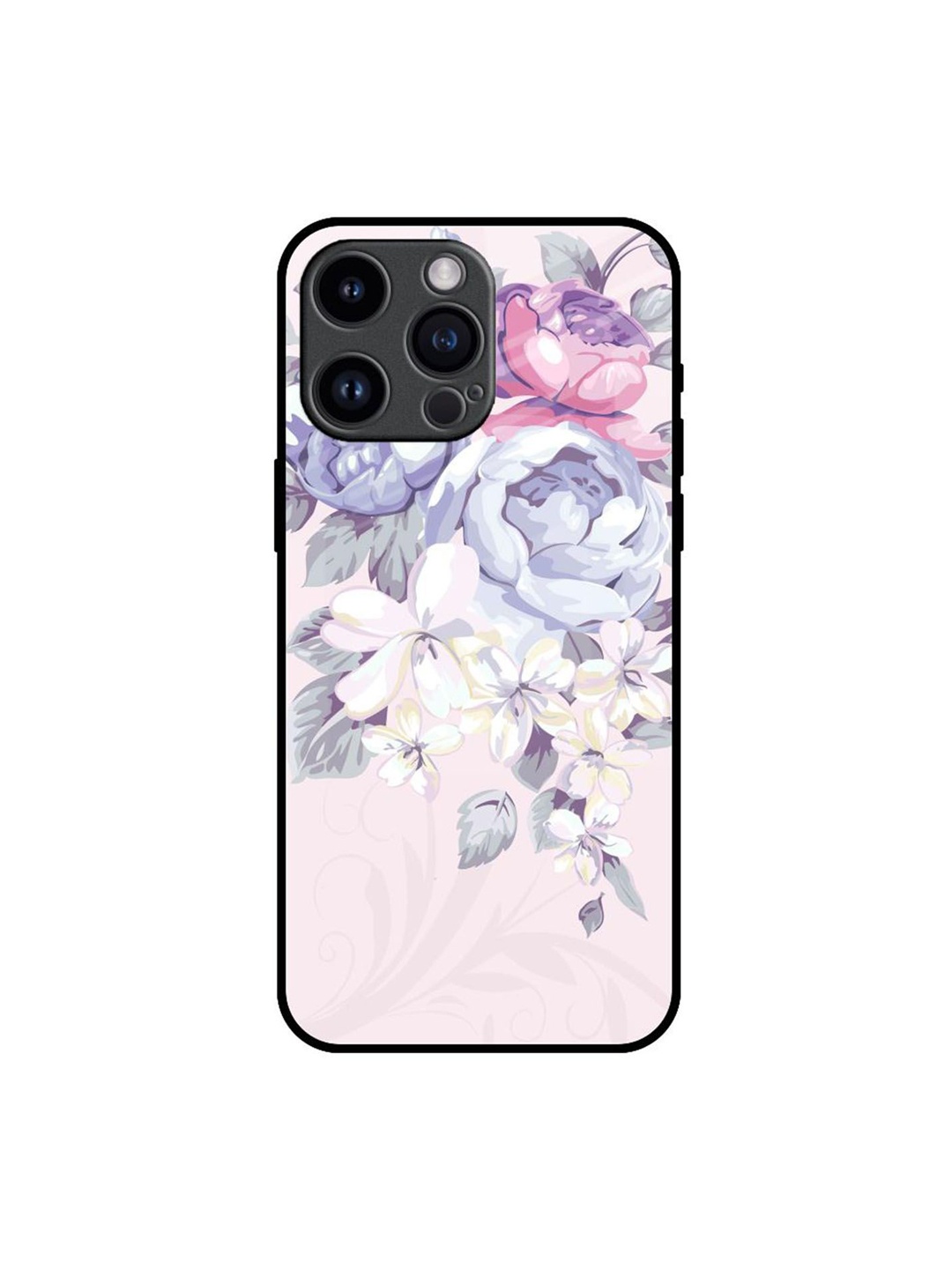 

QRIOH Elegant Floral Printed iPhone 14 Pro Max Back Case, Pink