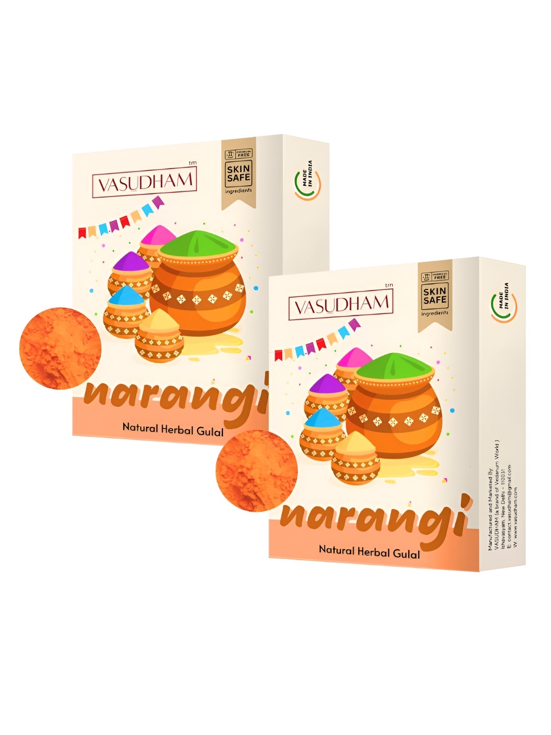 

VEDANUM 2Pcs Orange 100% Natural Skin Friendly Herbal Gulal