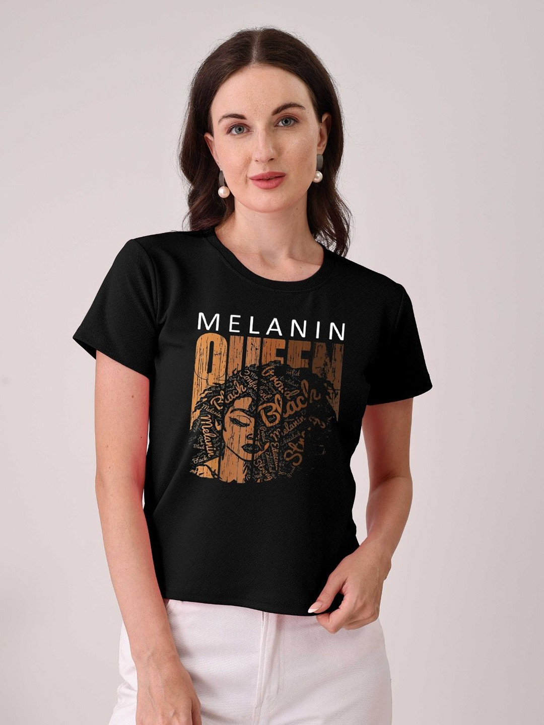 

Moda Rapido Women Typography Printed Round Neck Cotton T-shirt, Black