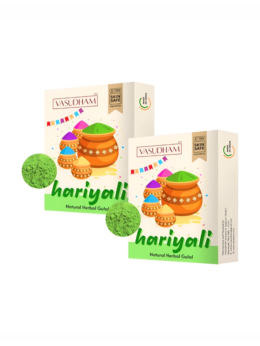 

VEDANUM 2Pcs Green 100% Natural Skin Friendly Herbal Gulal