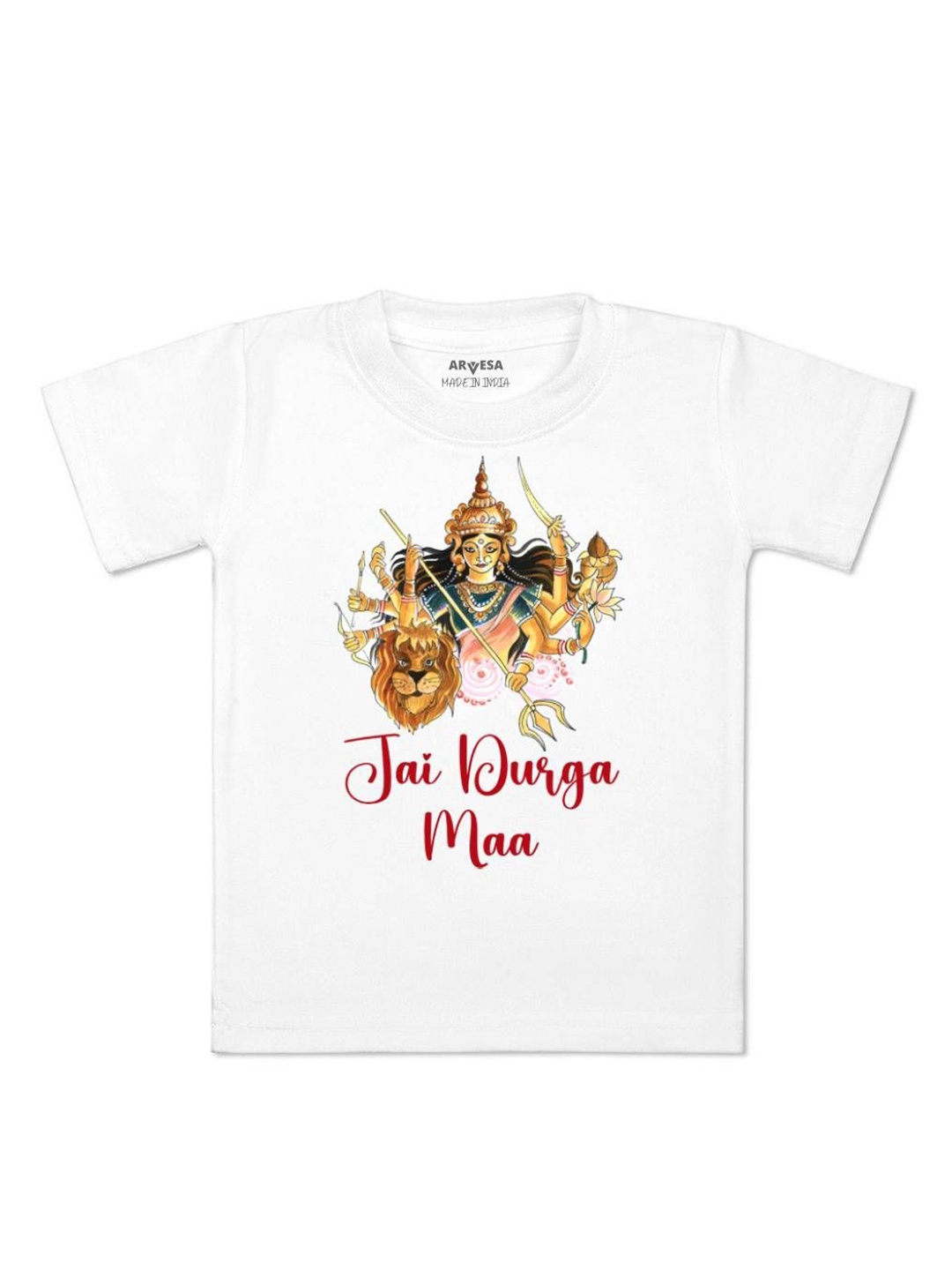 

Arvesa First Navratri Printed Kids Unisex T-shirt, White