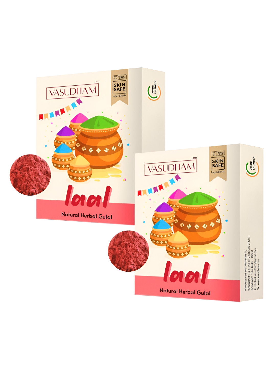 

VEDANUM 2Pcs Red 100% Natural Skin Friendly Herbal Gulal