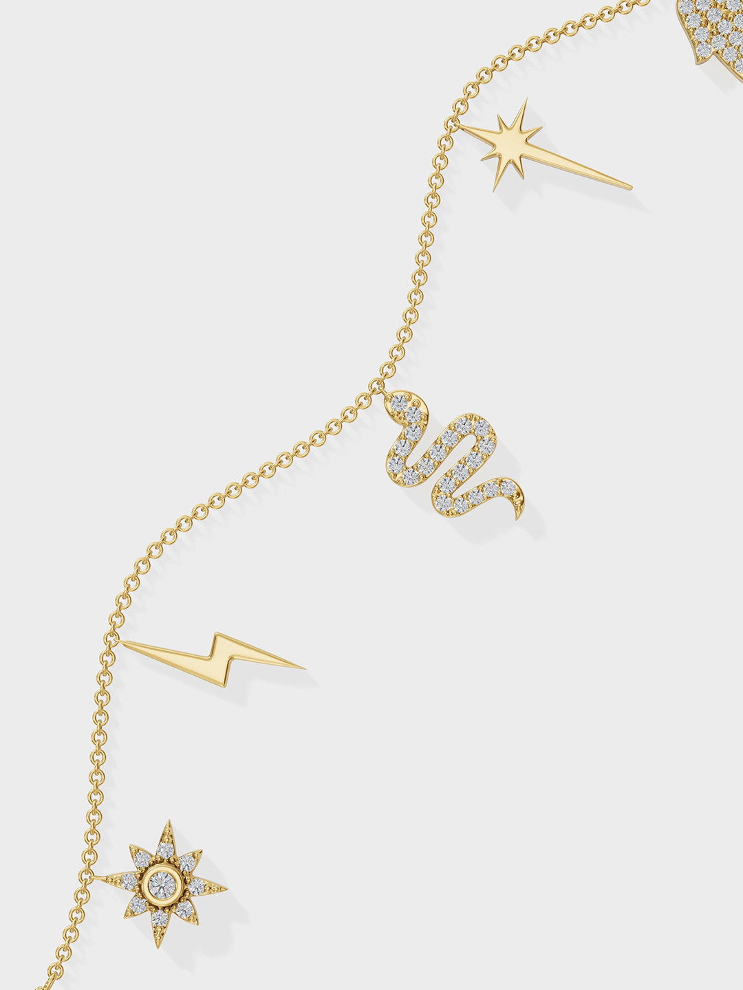 

Anushka Jain Jewellery Women 925 Sterling Silver Gold-Plated CZ Wraparound Charm Bracelet