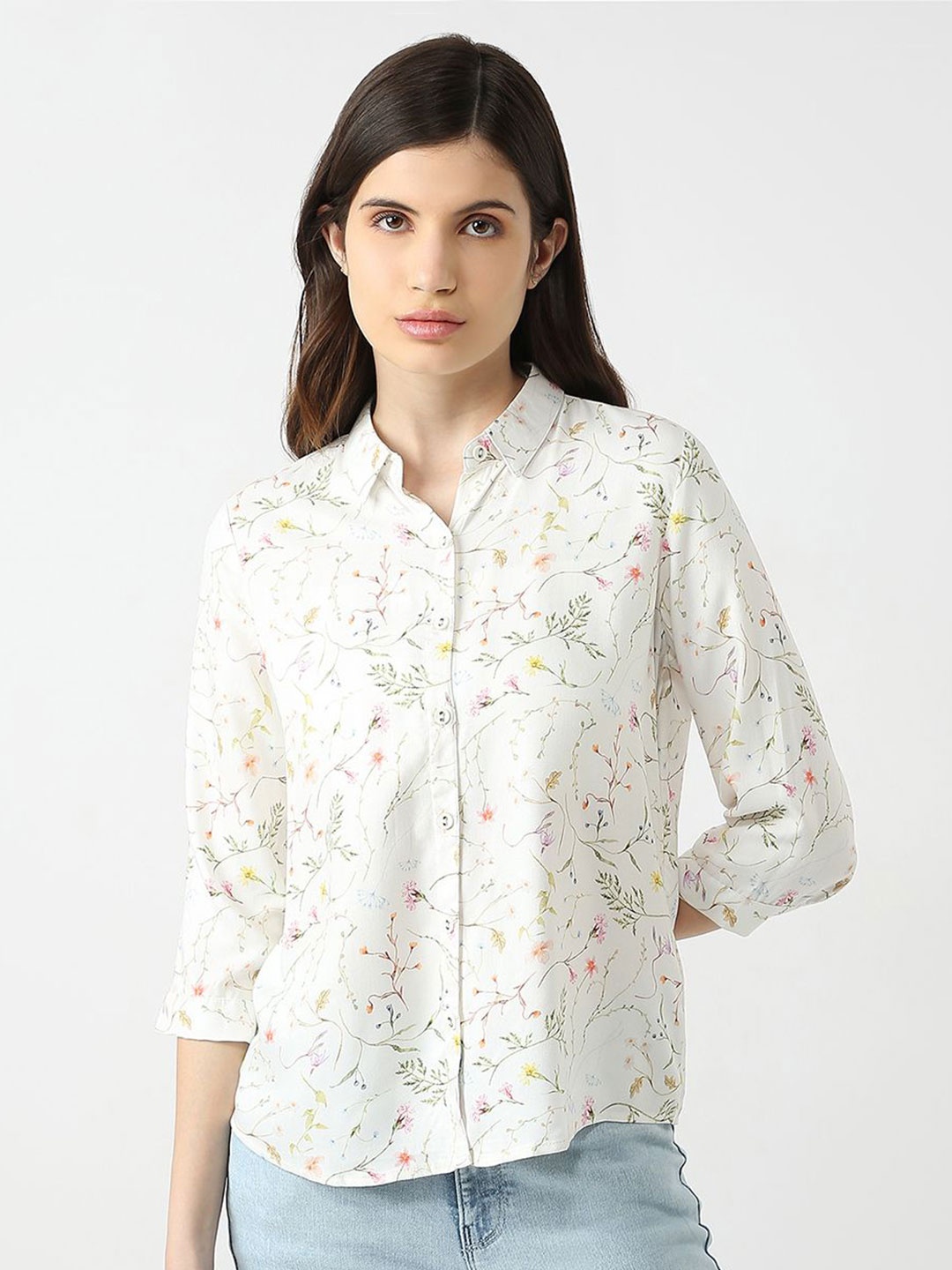 

Kraus Jeans Women Slim Fit Floral Opaque Printed Casual Shirt, Multi