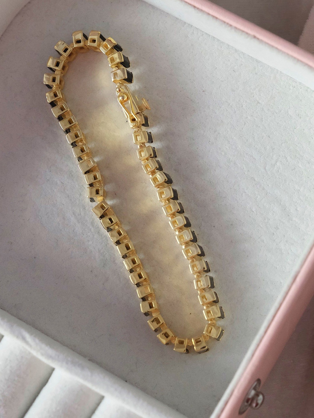 

Anushka Jain Jewellery 925 Sterling Silver Gold-Plated Onyx Wraparound Tennis Bracelet