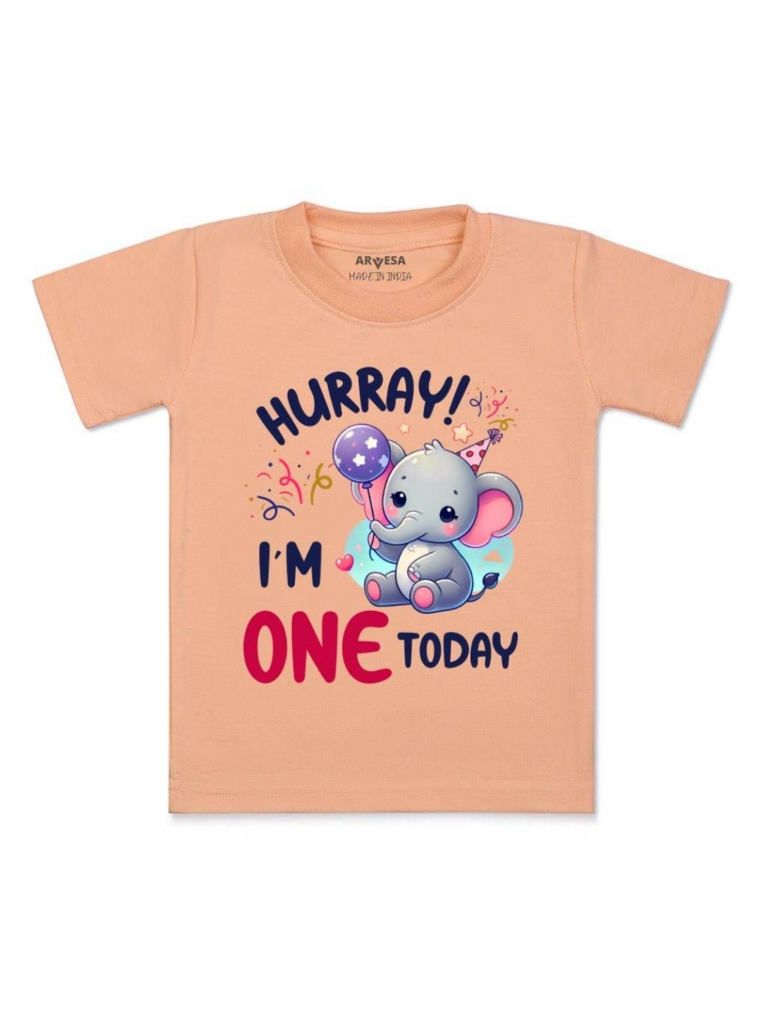 

Arvesa One Month Baby Boy Printed Kids Tshirt, Peach