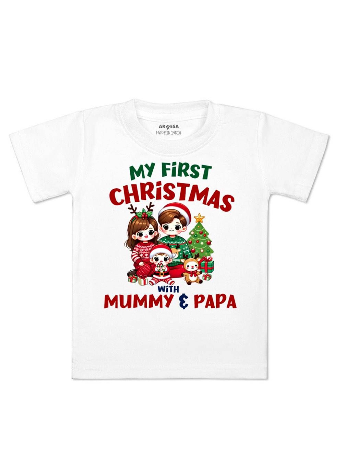 

Arvesa First Christmas Printed Kids Unisex T-shirt, White