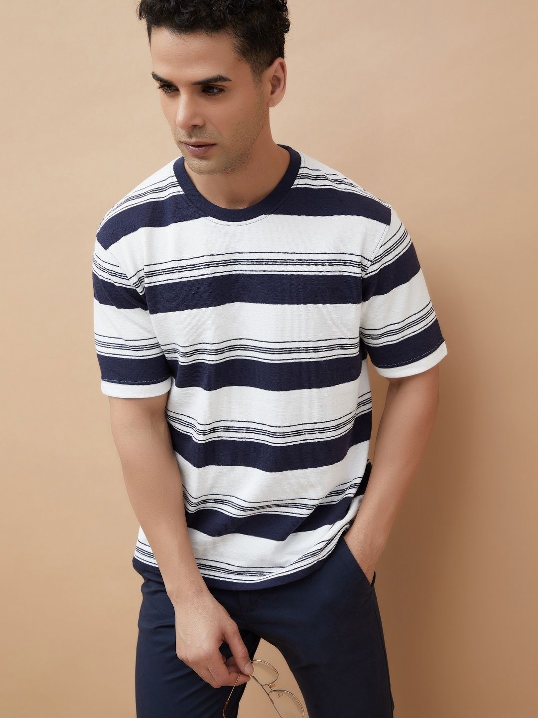 

CODE by Lifestyle Men Striped Pockets T-shirt, Blue