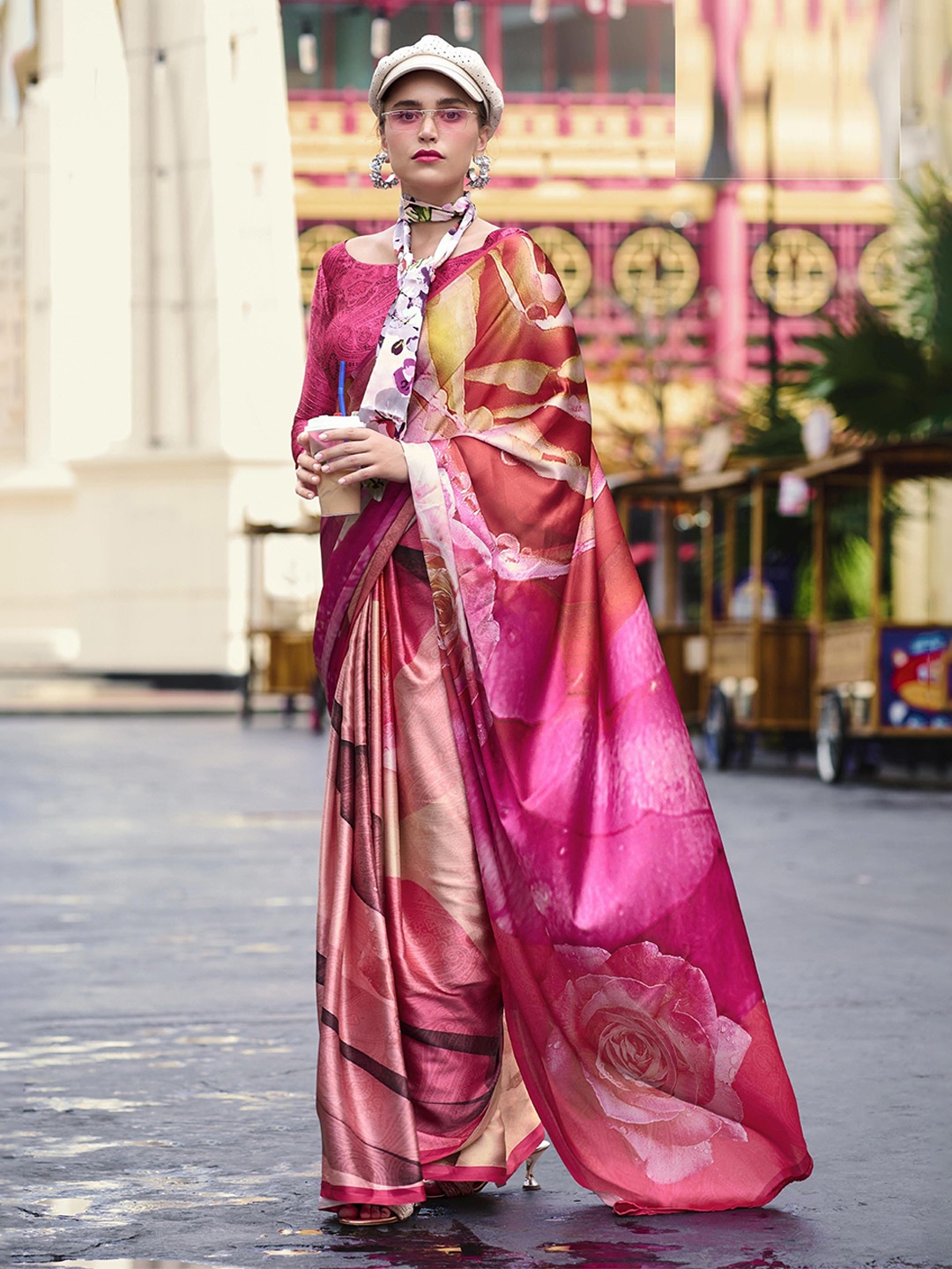 

MAHALASA Pure Crepe Saree, Pink