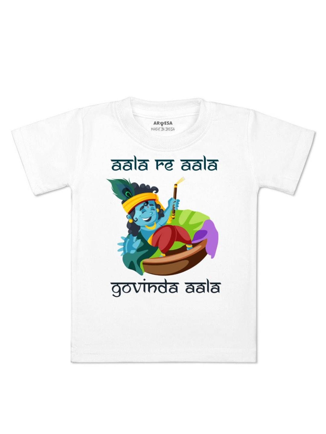 

Arvesa First Janmashtami Printed Kids Unisex T-shirt, White