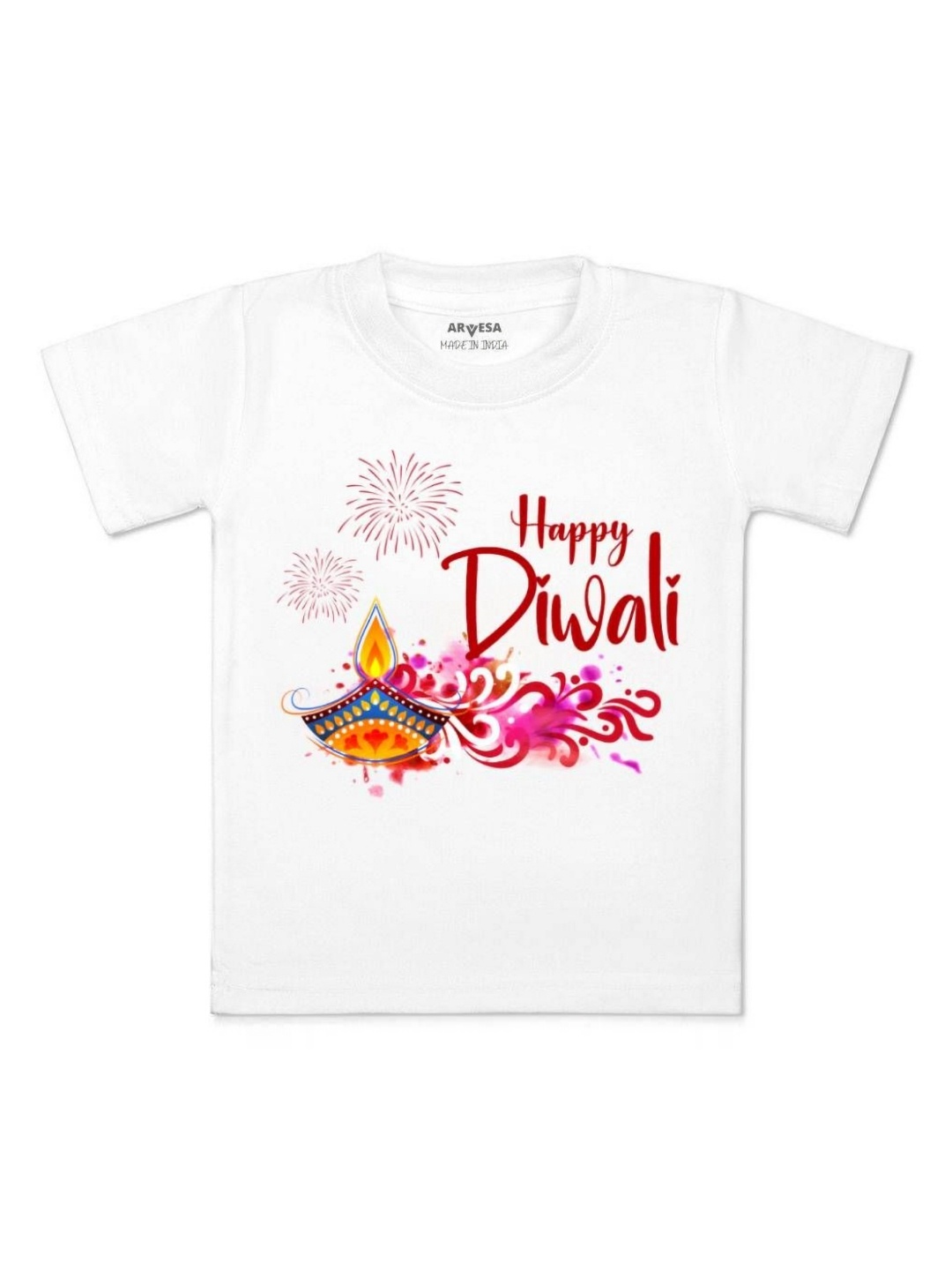 

Arvesa First Diwali Printed Kids Unisex T-shirt, White