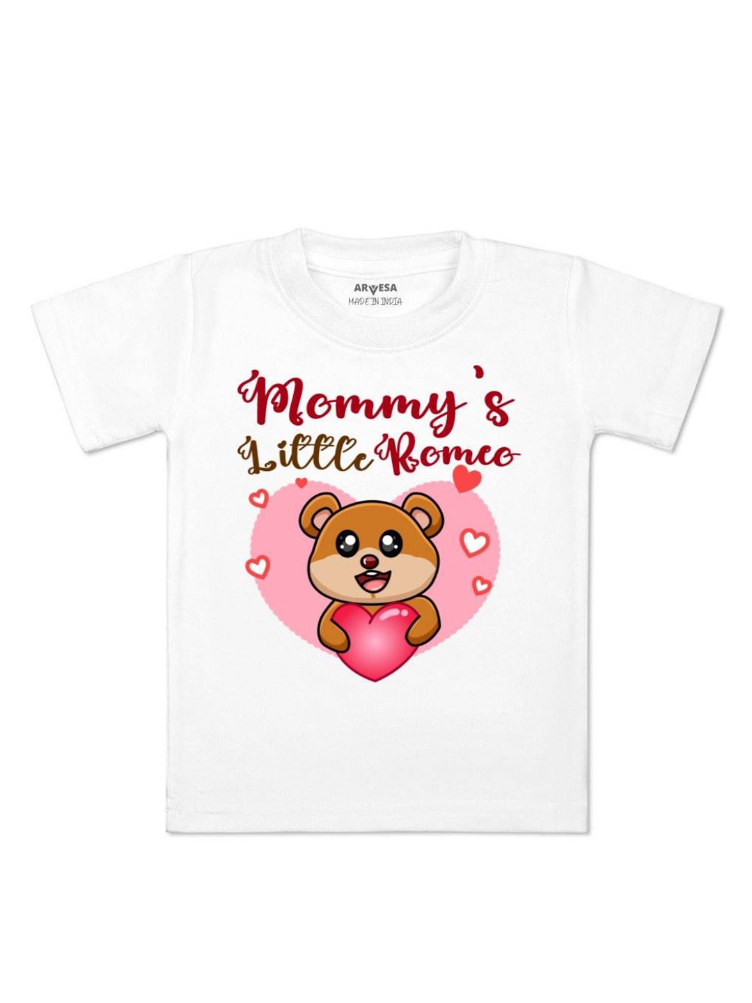 

Arvesa Little Romeo Printed Kids Unisex T-shirt, White