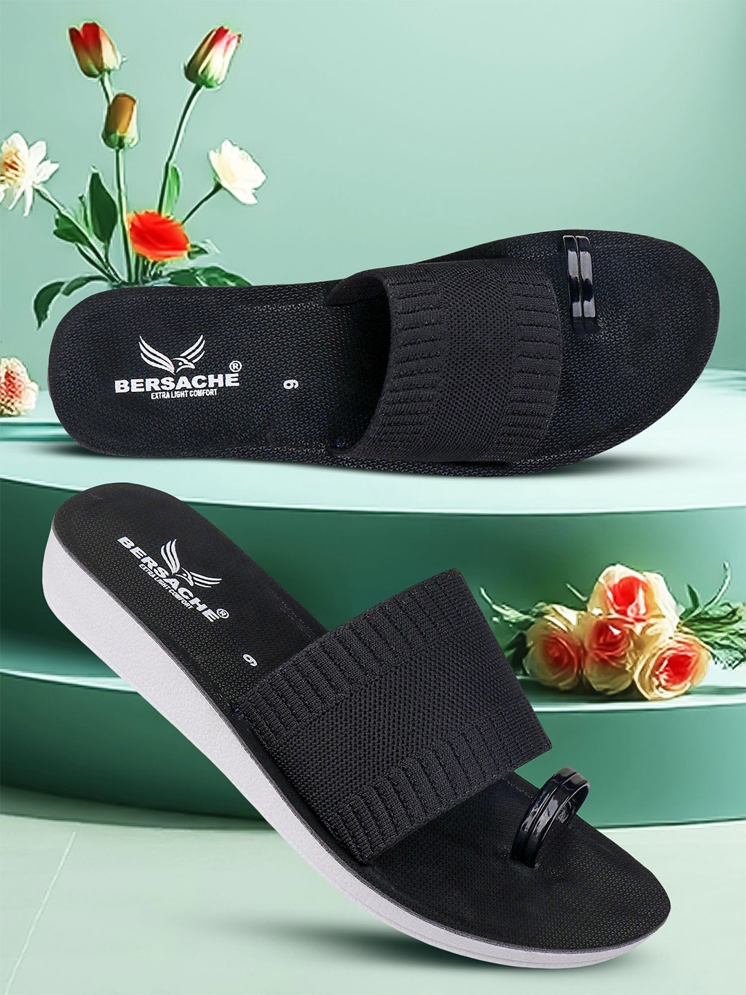 

BERSACHE Women Thong Flip-Flops, Black