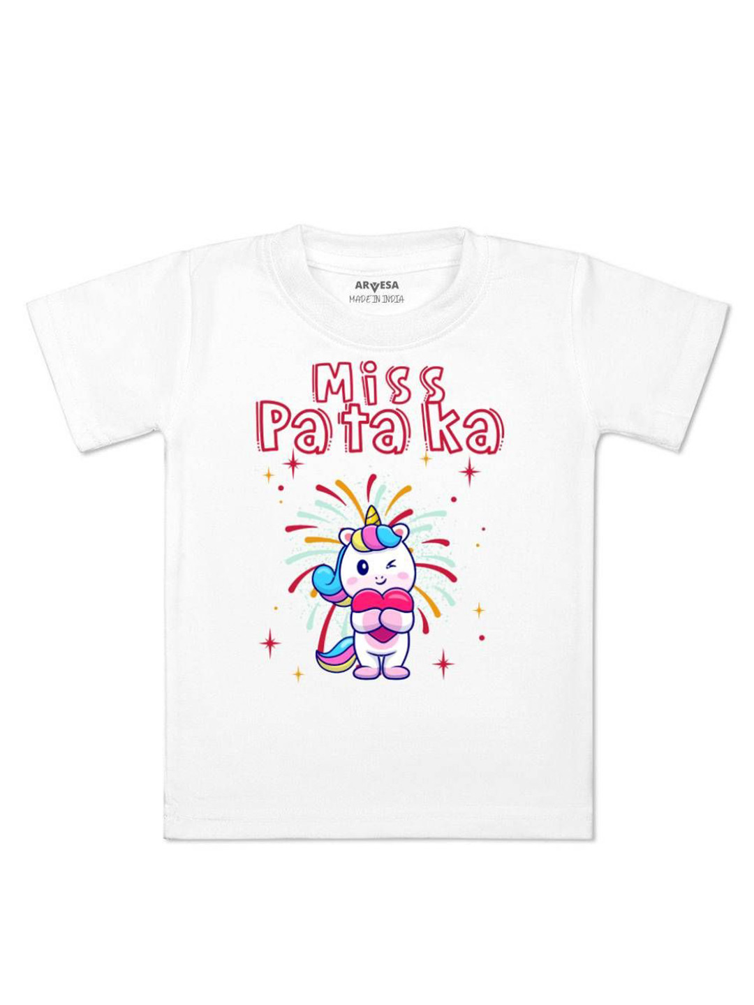 

Arvesa First Diwali Printed Kids Unisex T-shirt, White