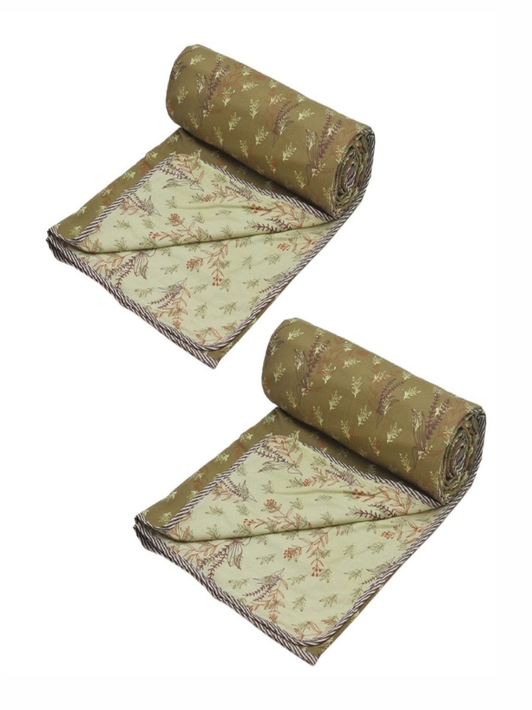 

Myntra Elegant Homes Green 2 Pieces Floral Cotton 150 GSM Reversible Single Bed Dohars