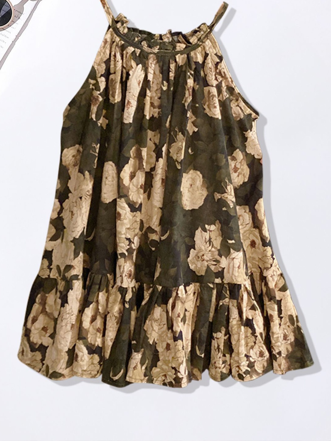 

FOREVER FRIDAY Floral Print A-Line Dress, Olive