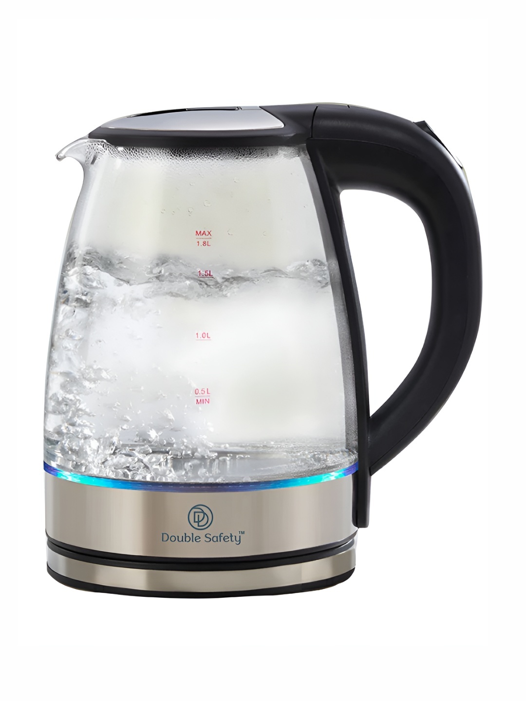 

Double Safety Amsterdam White & Black Glass Easy to Clean Kettle-1.8L