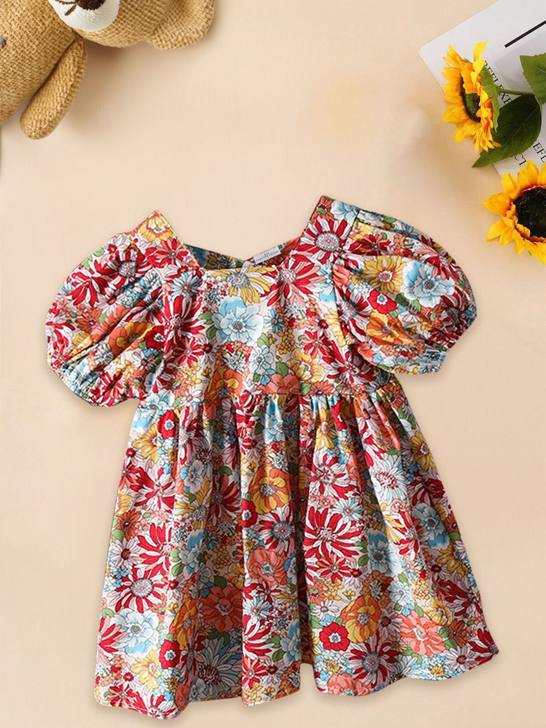 

FOREVER FRIDAY Floral Print Puff Sleeve A-Line Dress, Multi