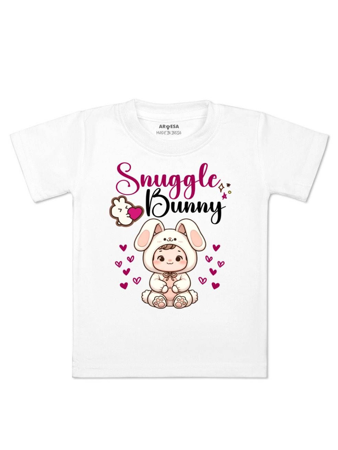 

Arvesa Snuggle Bunny Printed Kids Unisex T-shirt, White